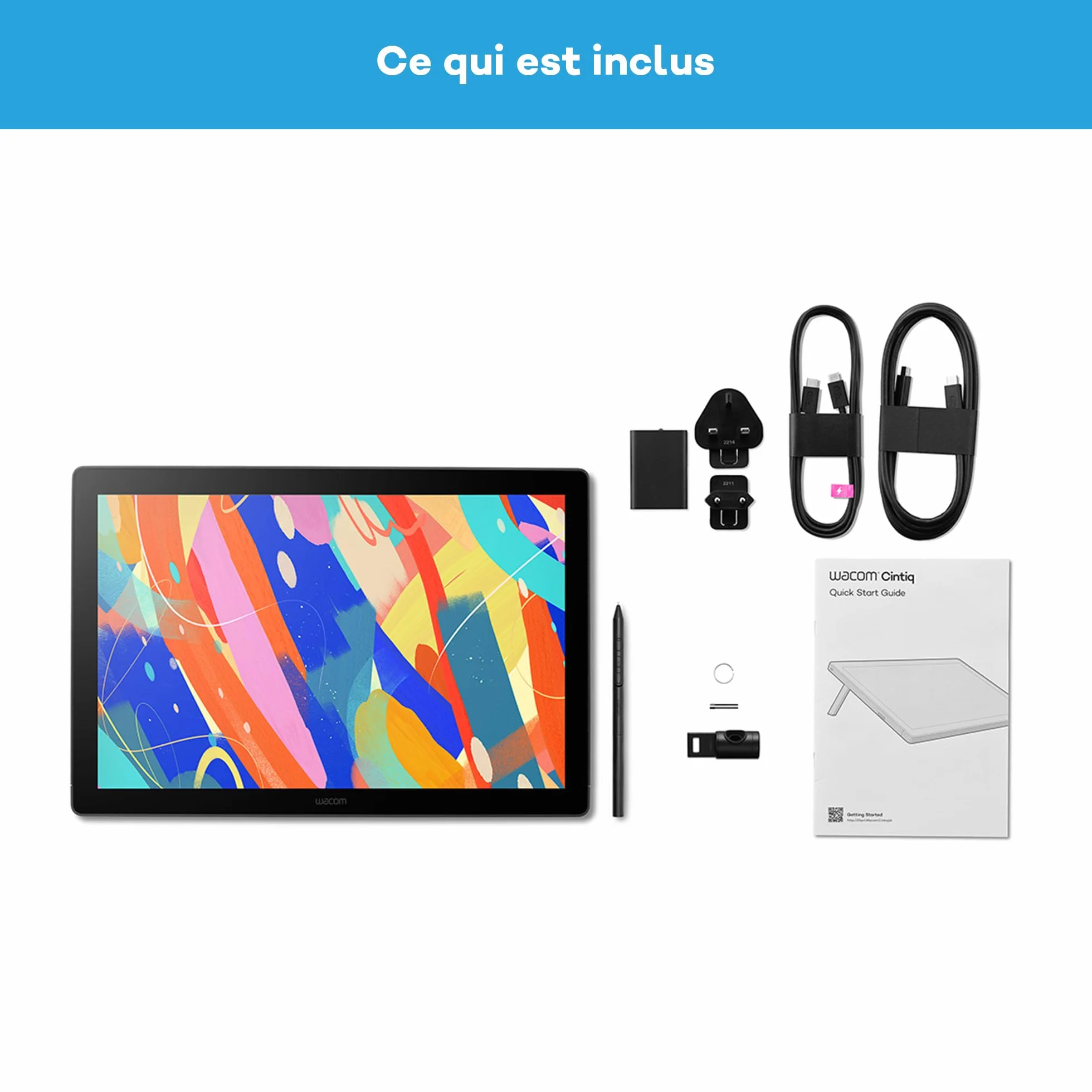 Wacom Cintiq 16 (Édition 2025) Tablette Graphique Écran Stylet 2.5K Wacom Pro Pen 3 Verre Anti-Reflets Support Pliable USB-C