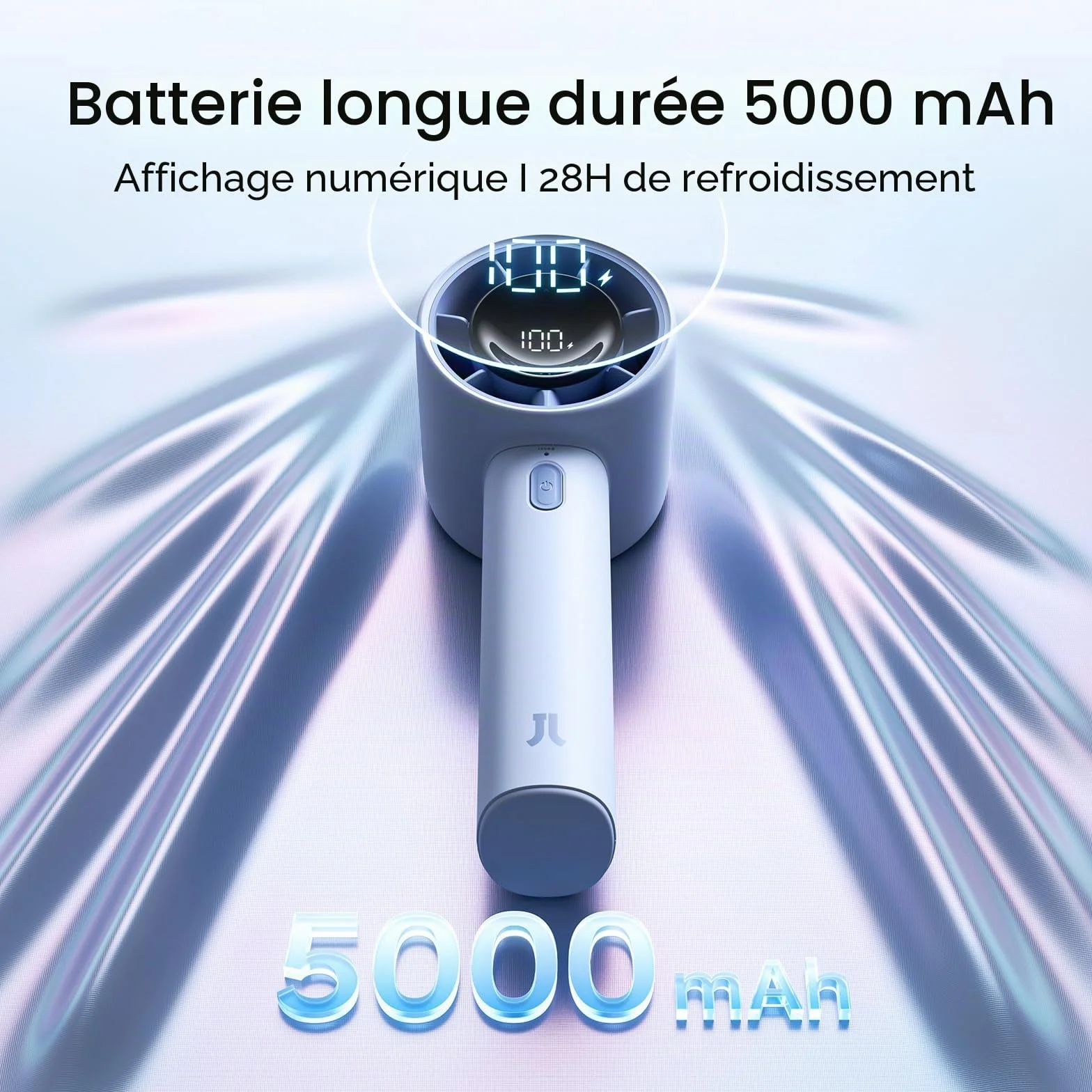 JISULIFE Mini ventilateur portable 5000mAh rechargeable 28h 5 vitesses