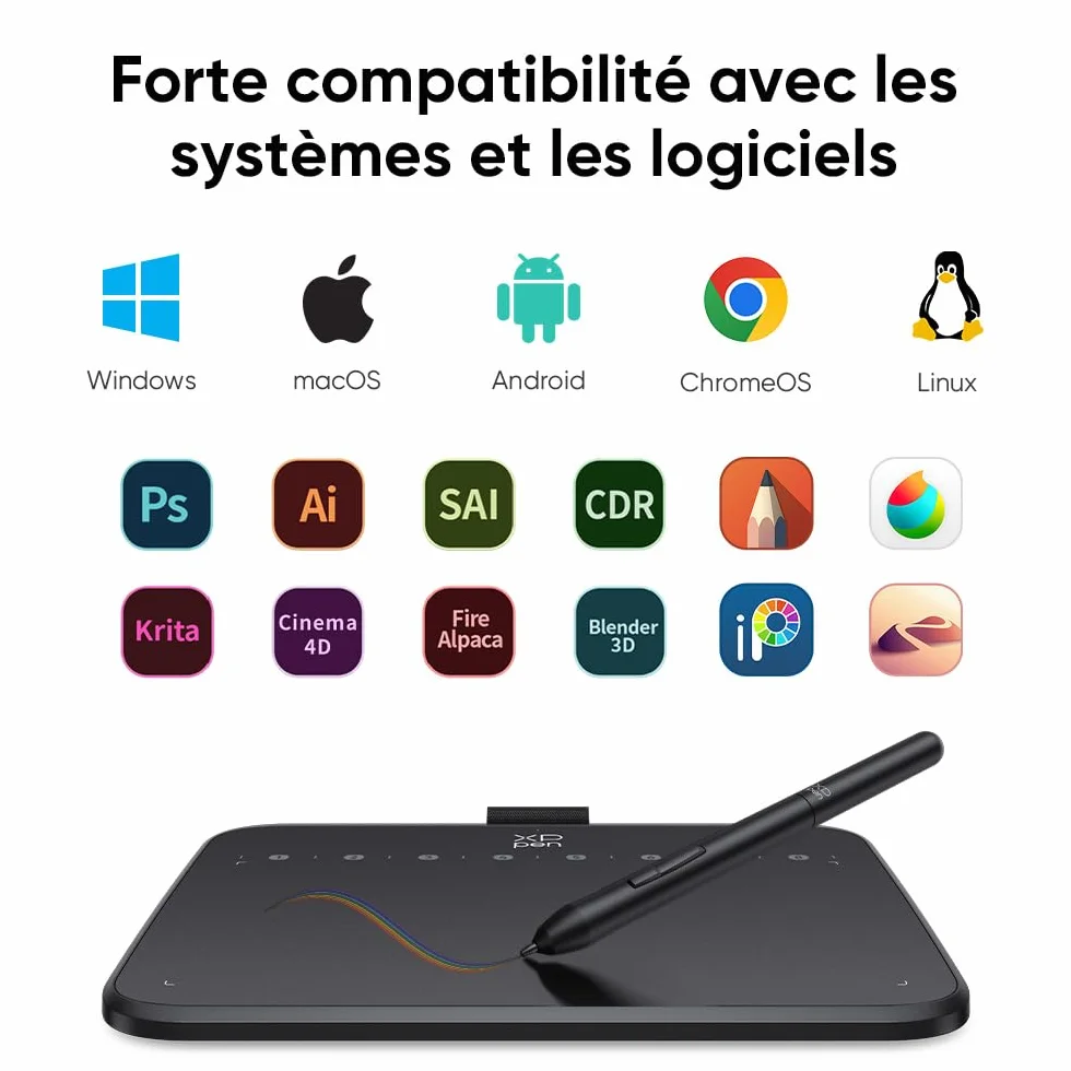 XPPen Deco 640 Tablette Graphique sans Écran, Stylet X3 Pro 16K Niveaux de Pression, Compatible Windows/Mac/Android