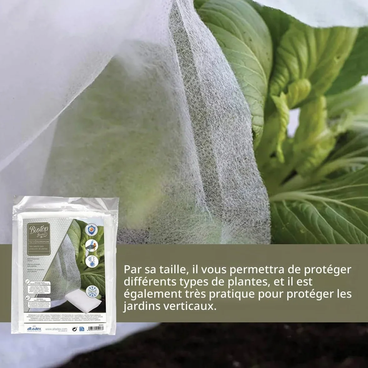 Biotop Tissu Thermique Protecteur Anti-Gel 4 x 5 m 17 g Couverture pour Plantes Arbustes