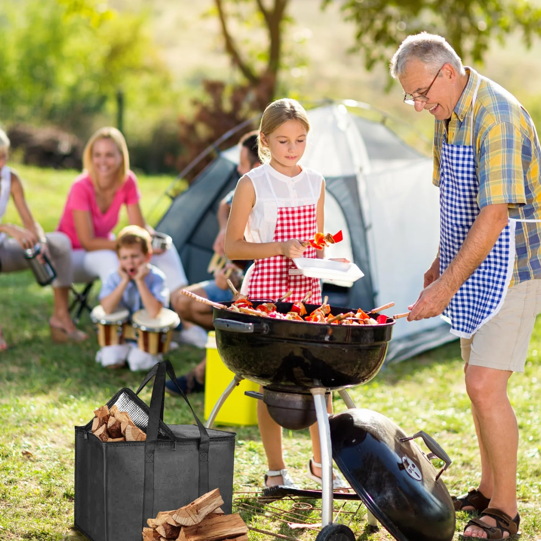 Sac de rangement à granulés en bois 2pcs étanche avec poignée pour barbecue