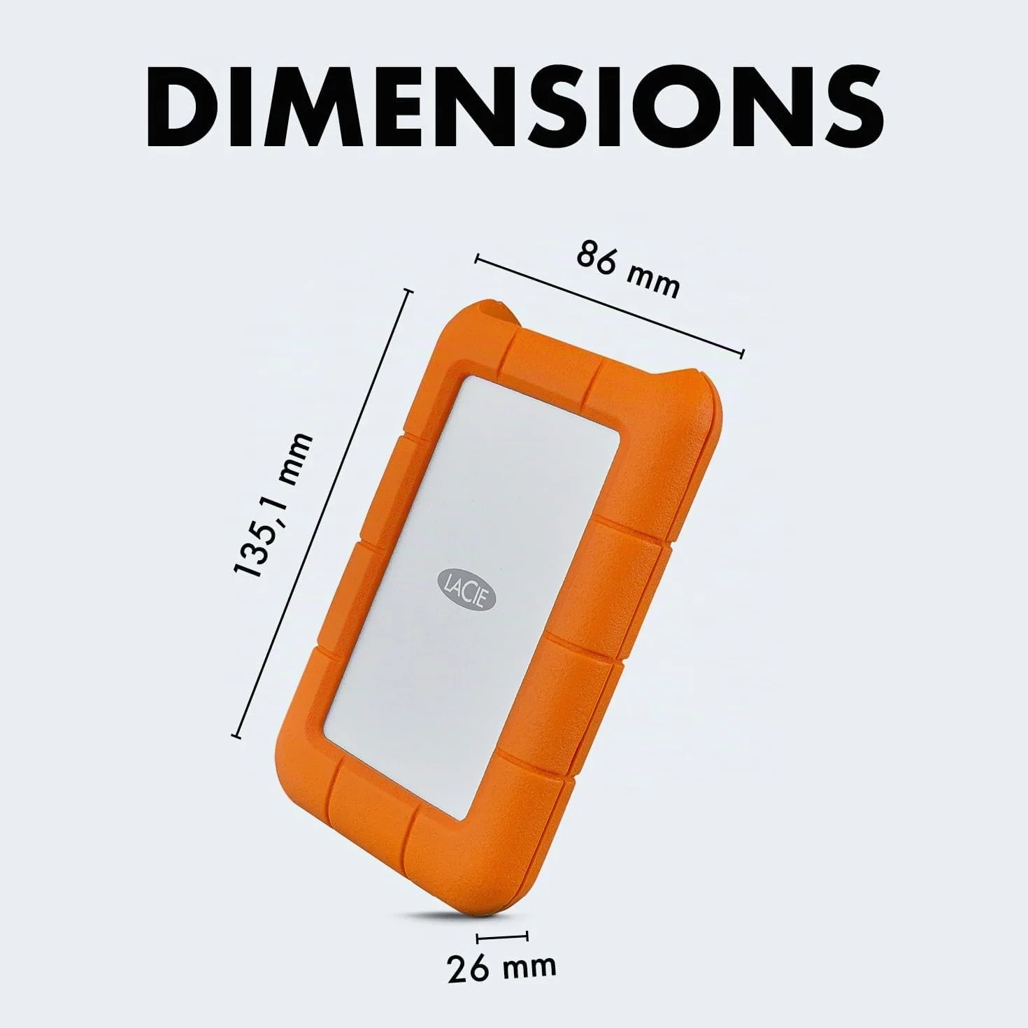 LaCie Rugged USB-C 5 To Disque Dur Externe Portable HDD Résistant aux chutes chocs poussière pluie