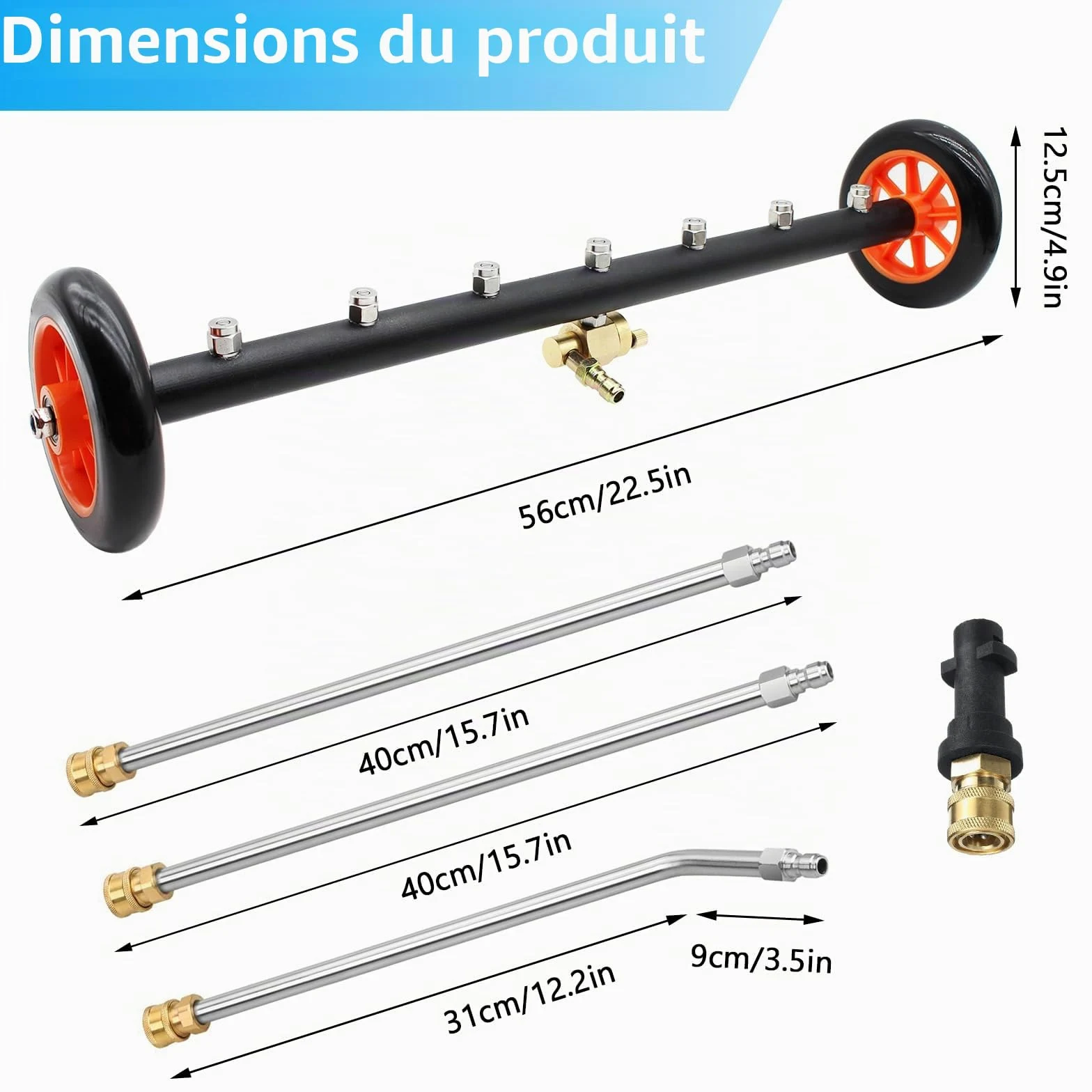 Nettoyeurs Haute Pression Professionnel Outils Nettoyage 7 Buse en Acier Inoxydable et Jardin Nettoyage des Sols Châssis et Voiture 4000PSI