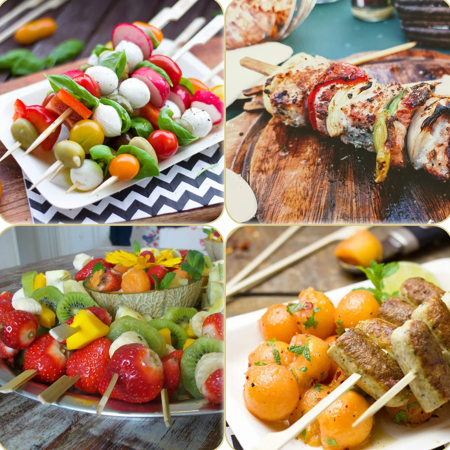 Brochettes en bois bambou 18 cm 300 pièces COM-FOUR® finger food grill buffet gastro