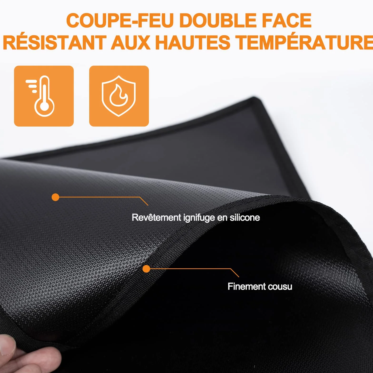 Tapis de Barbecue 130x160cm Anti Feu BBQ Pliable Réutilisable Étanche pour Sol d'Extérieur