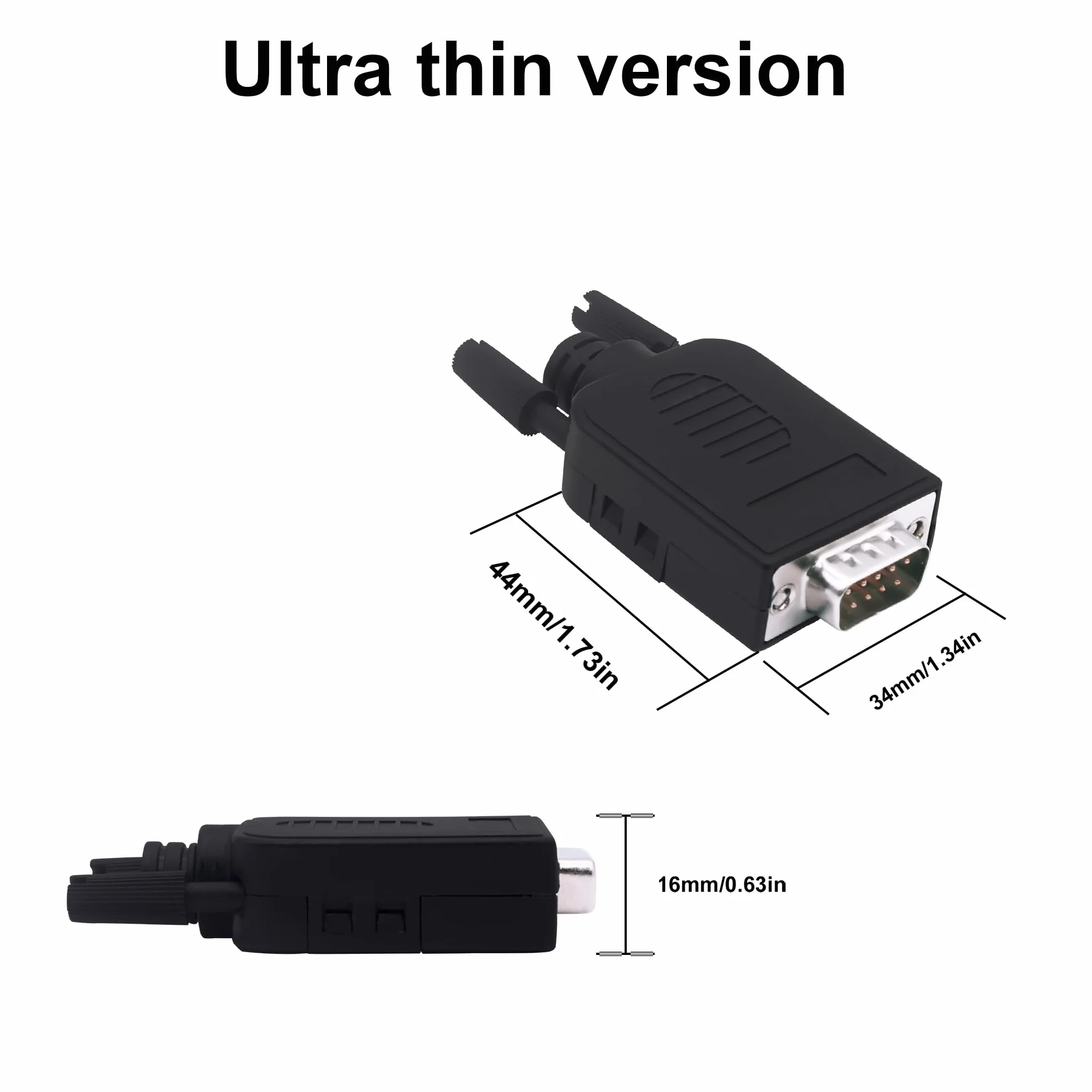 Lot de 2 connecteurs DB9 RS232 D-SUB sans soudure 9 broches