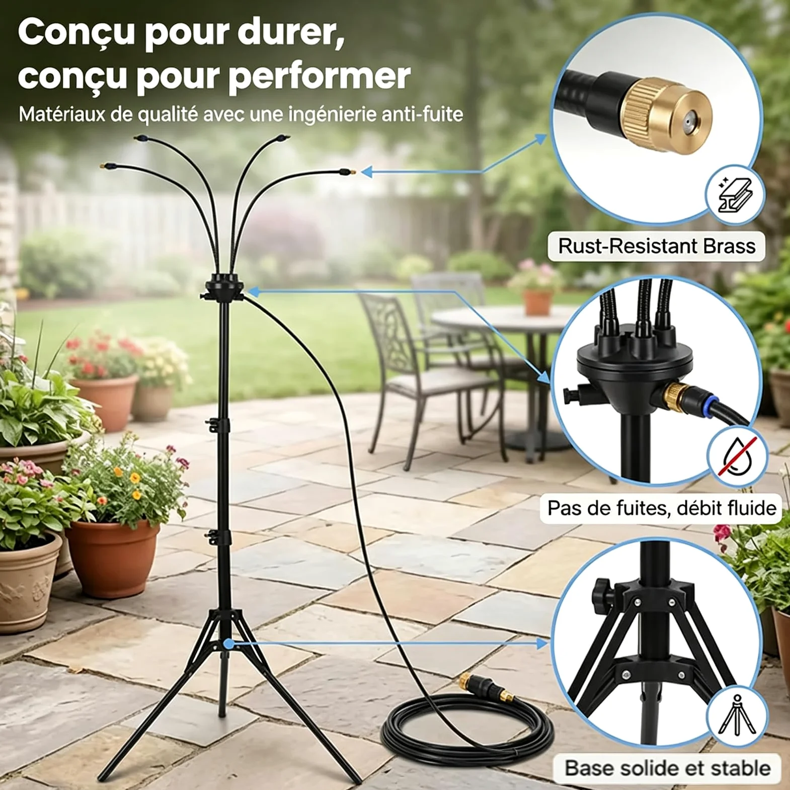 Brumisateur sur Pied Exterieur Réglable 0,8-1,6m | Installation facile，1pcs