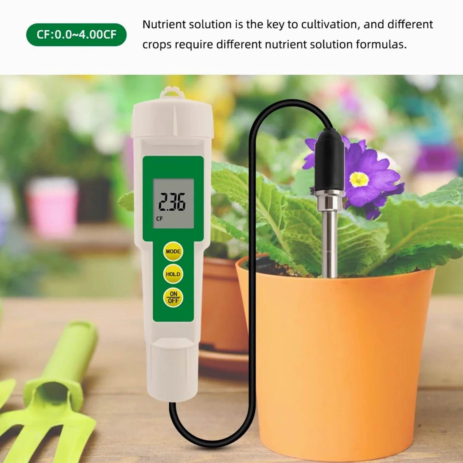 EC-3185 Compteur de Sol étanche EC/TDS/CF Testeur avec sonde for la Culture en Serre, horticole, Le Laboratoire Jardinage, Agriculture