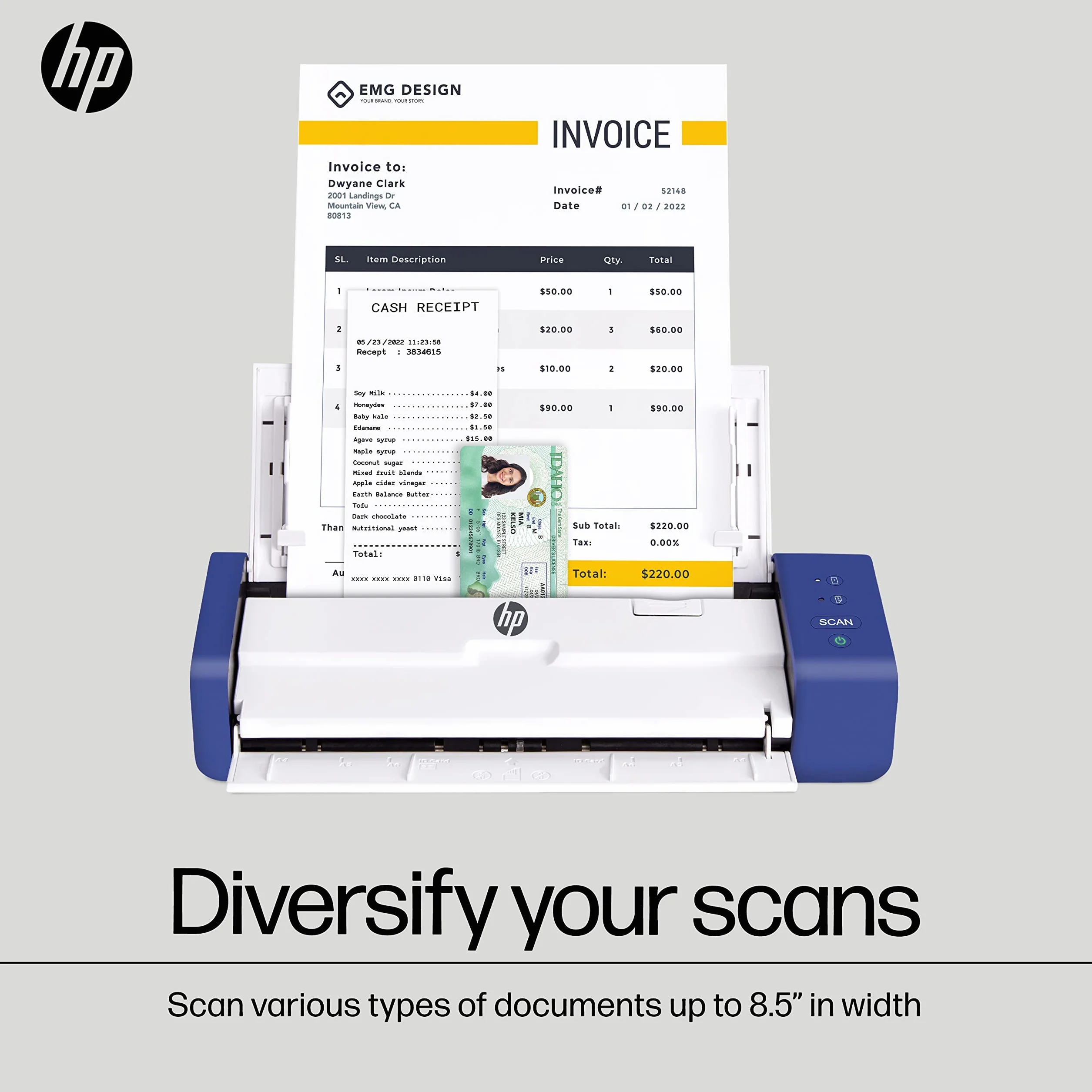 HP Scanner de Documents Portable Duplex USB avec Plateau à Flux Automatique