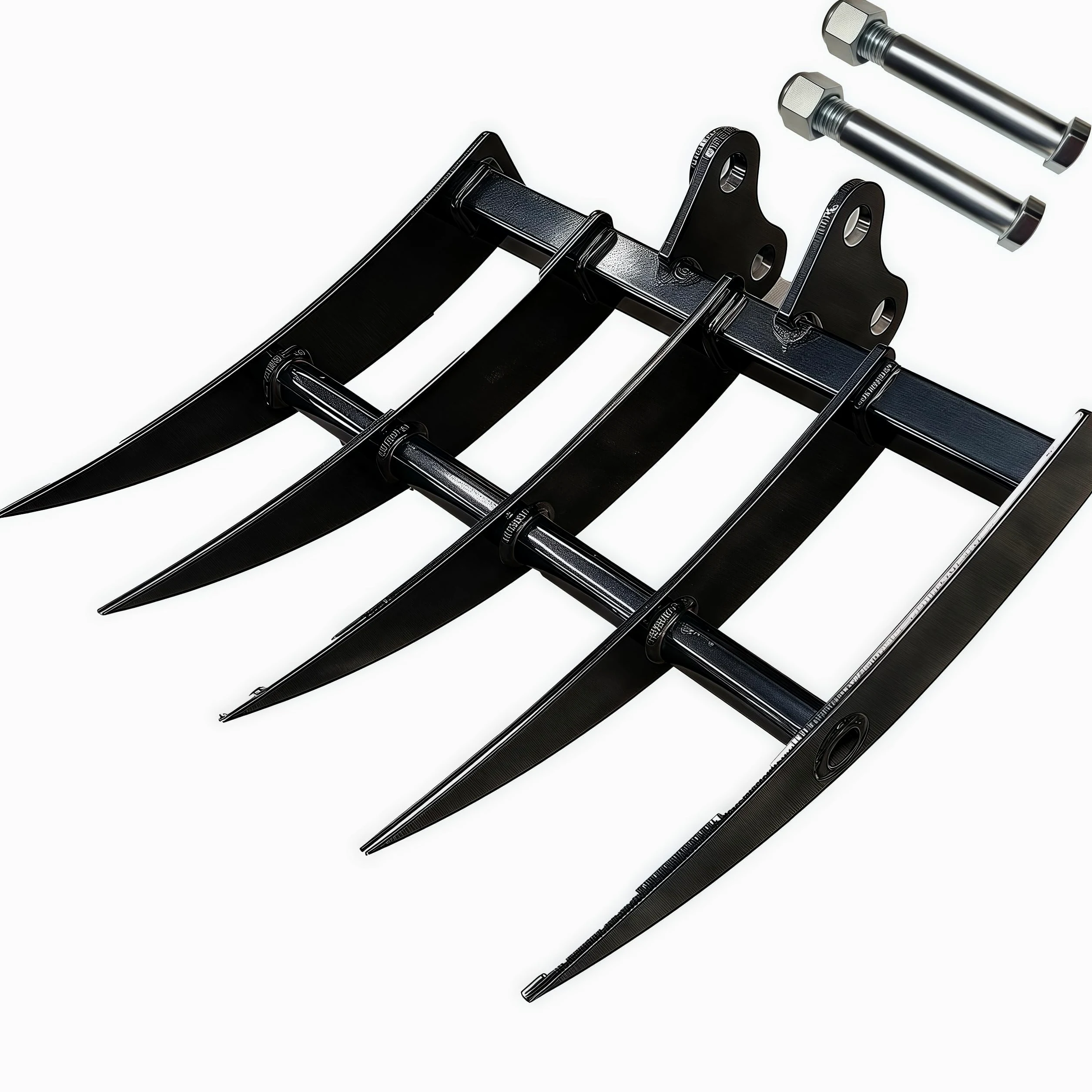 Râteau hydraulique inclinable pour mini excavatrices de 0,8 à 2 tonnes et micro-pelleteuses, trou de broche de 25 mm d'envergure de 90 mm