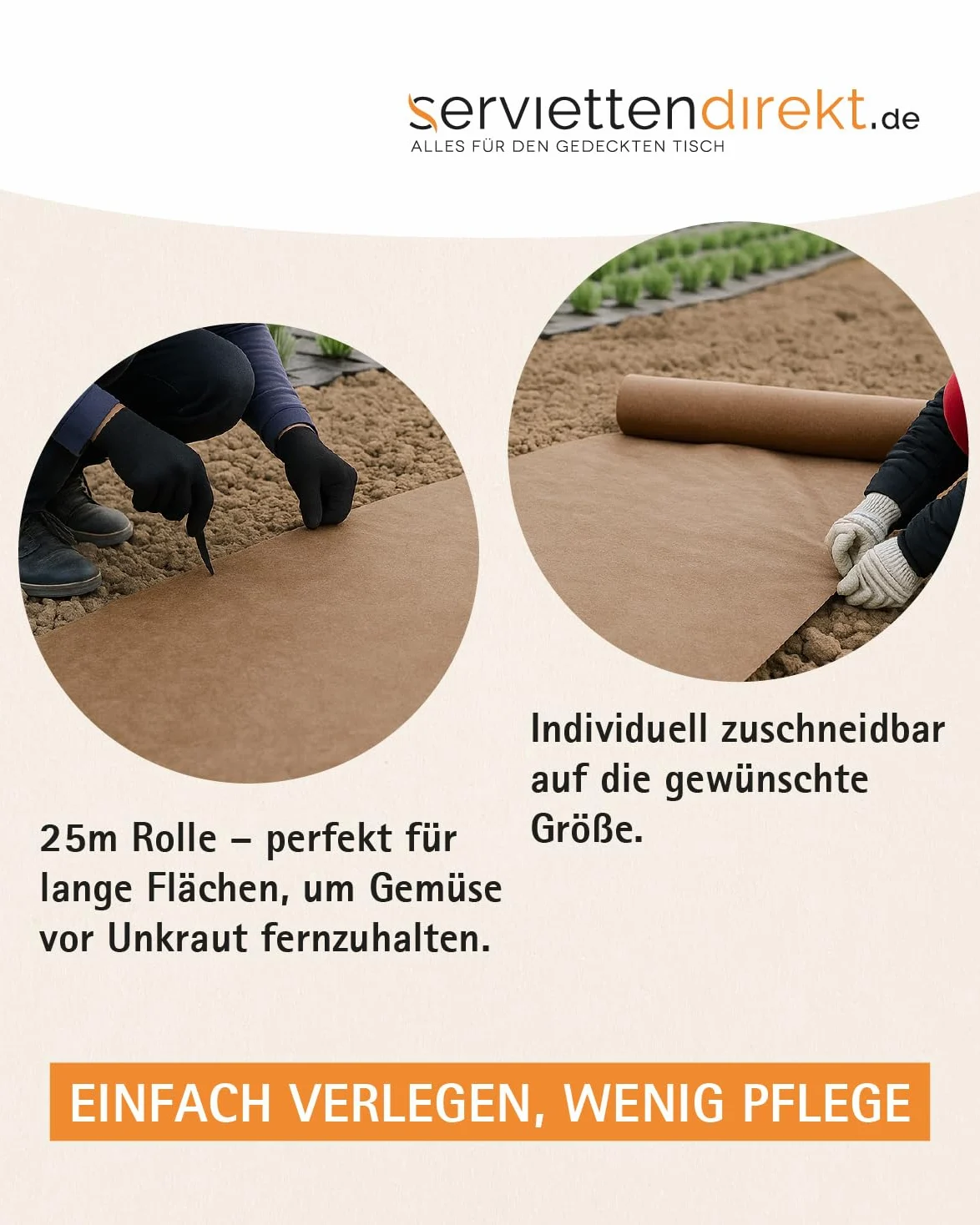 Toile de paillage de jardin en rouleau - 1 m x 25 m - En polypropylène non-tissé - 130 g/m² - Marron - Film de jardin respirant et perméable à l'eau