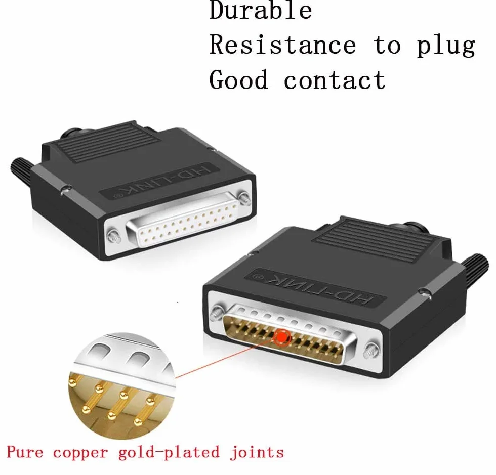 PENGLIN DB25 Connecteur Mâle sans Soudure, Adaptateur série RS232 D-SUB 25 Broches avec boîtier