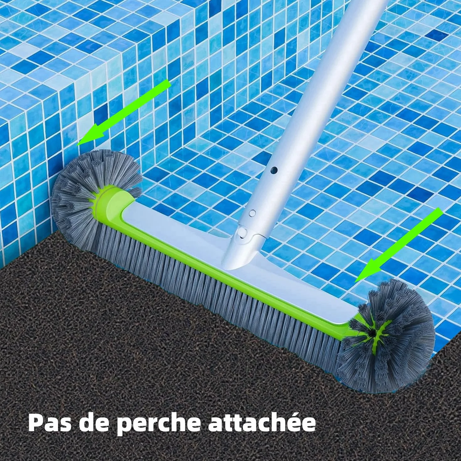 Balai Brosse Piscine Liner 45cm Tête Détachable Poignée Aluminium EZ Clip