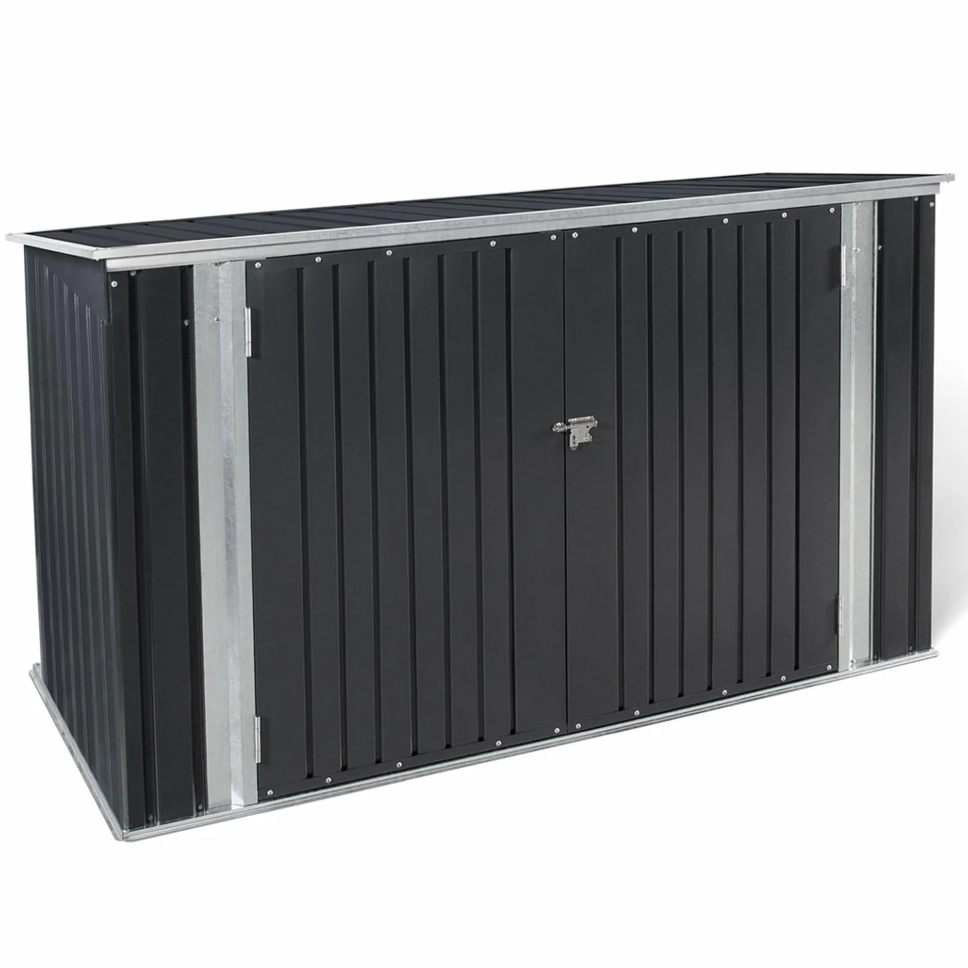 Abri de Jardin en Métal Verrouillable Multi-Rangement pour Vélos, Outils et Poubelles