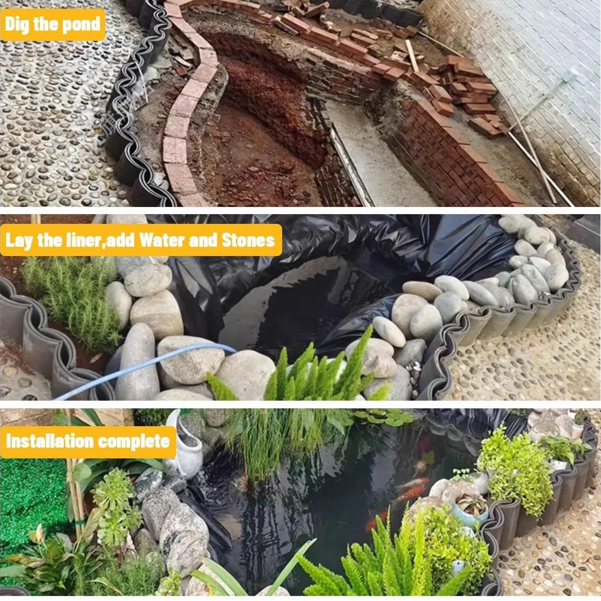 Bache pour Bassin de Jardin 3x2m Robuste Bâche pour Étang, Préformée Doublure de bassin pour Bassin Koi, résistante aux UV et aux intempéries Étang Liner 3x6m 15x5m 11x10m d'épaisseur 0.12mm ( Taille