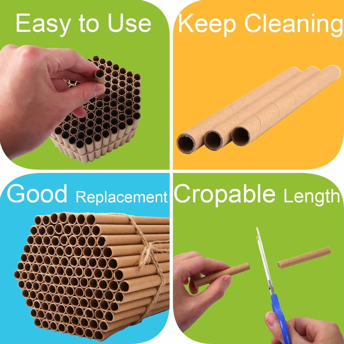 Lot de 200 tubes en carton de remplissage pour hôtel à insectes sauvages