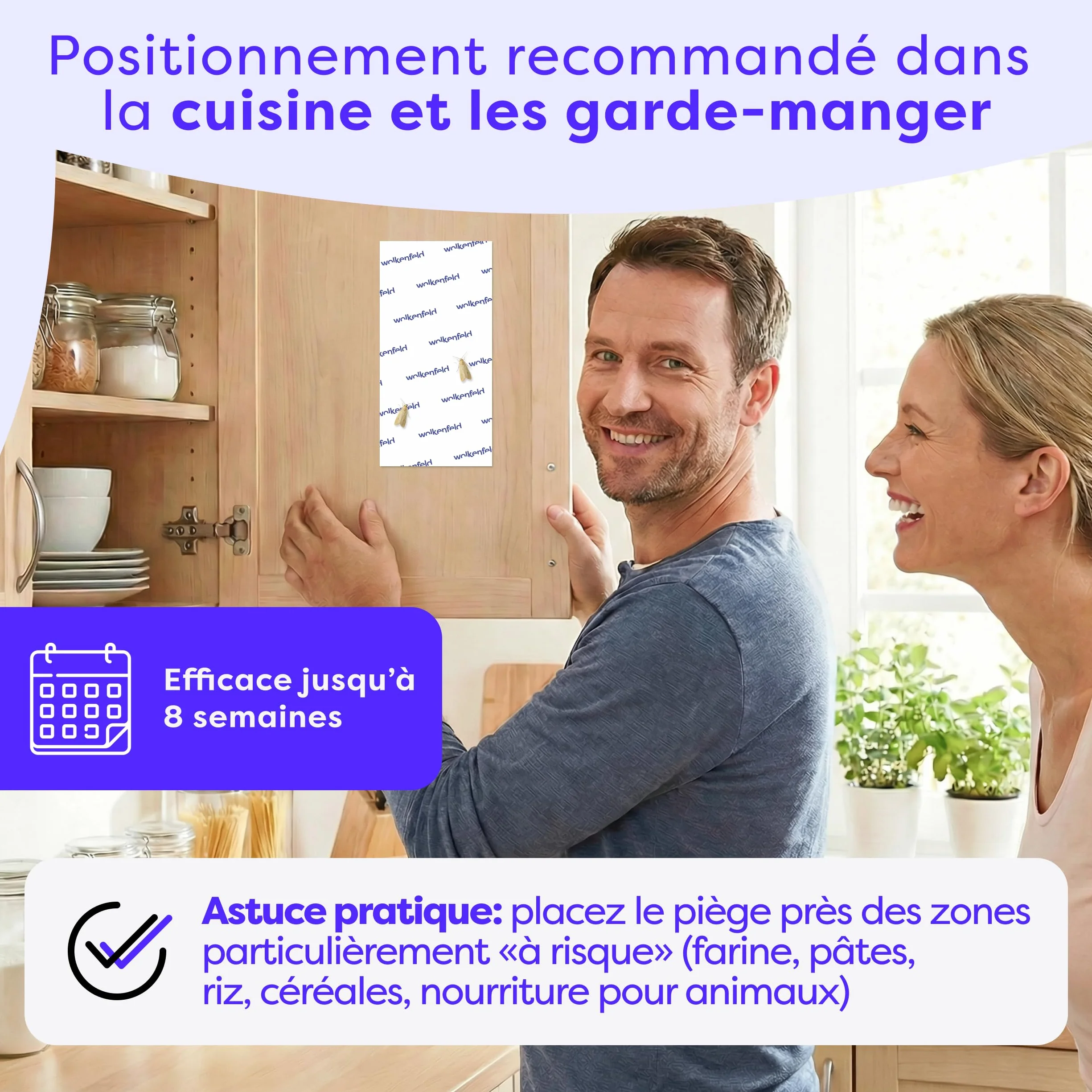 Wolkenfeld Piège à Mites Alimentaires x10 – Anti Mites Alimentaires Phéromone – 10 Pièges – Made in Germany