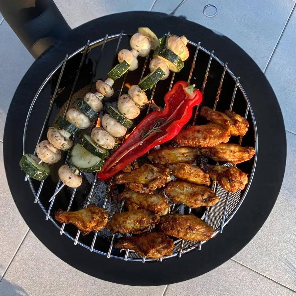 Foyer de terrasse - Poêle à bois - Barbecue - Chauffage de terrasse - Cheminée de jardin avec cheminée - Acier Corten - Ash Sunset