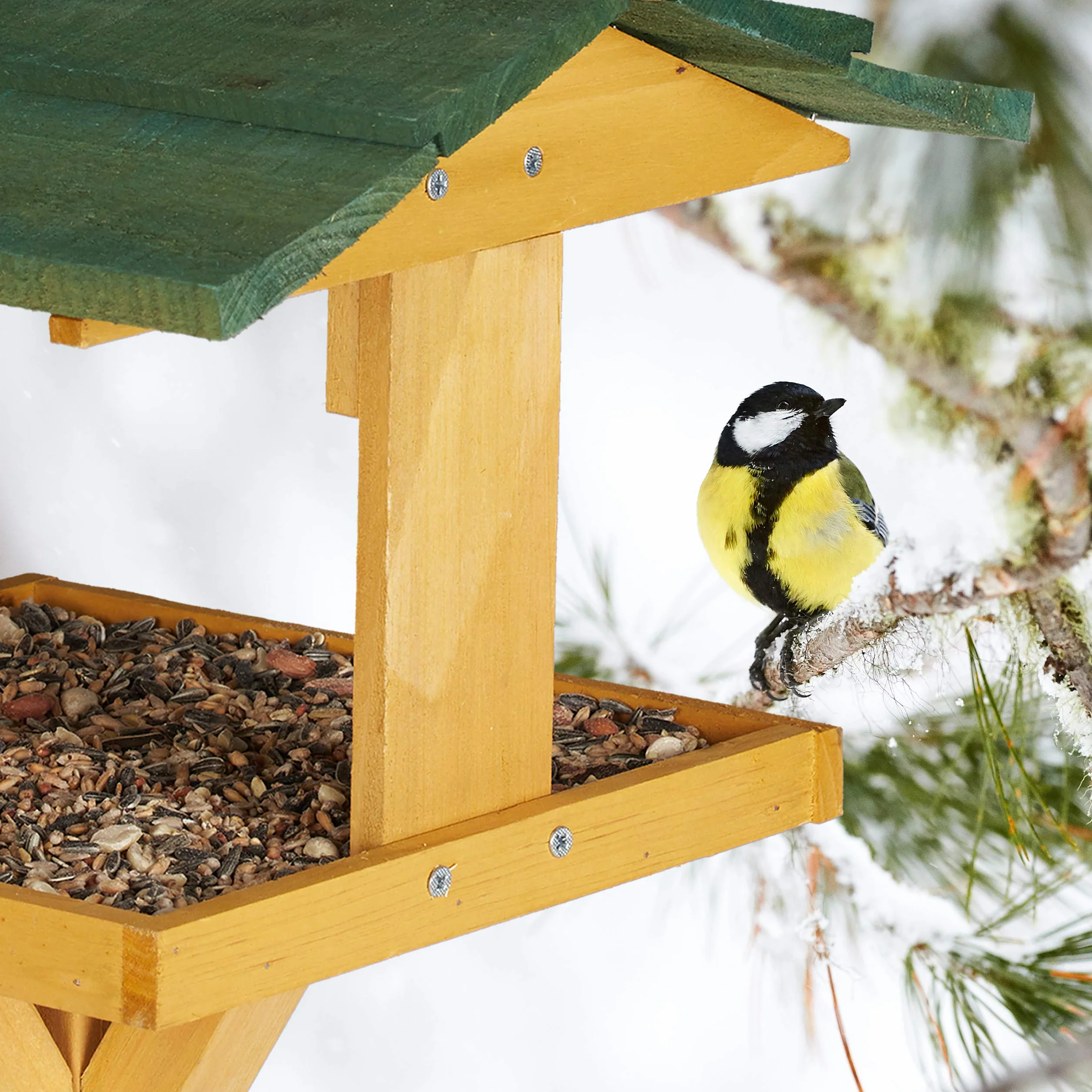 Abreuvoir Maisonnette Oiseau sur Pied 117cm Vert pour Jardin Balcon