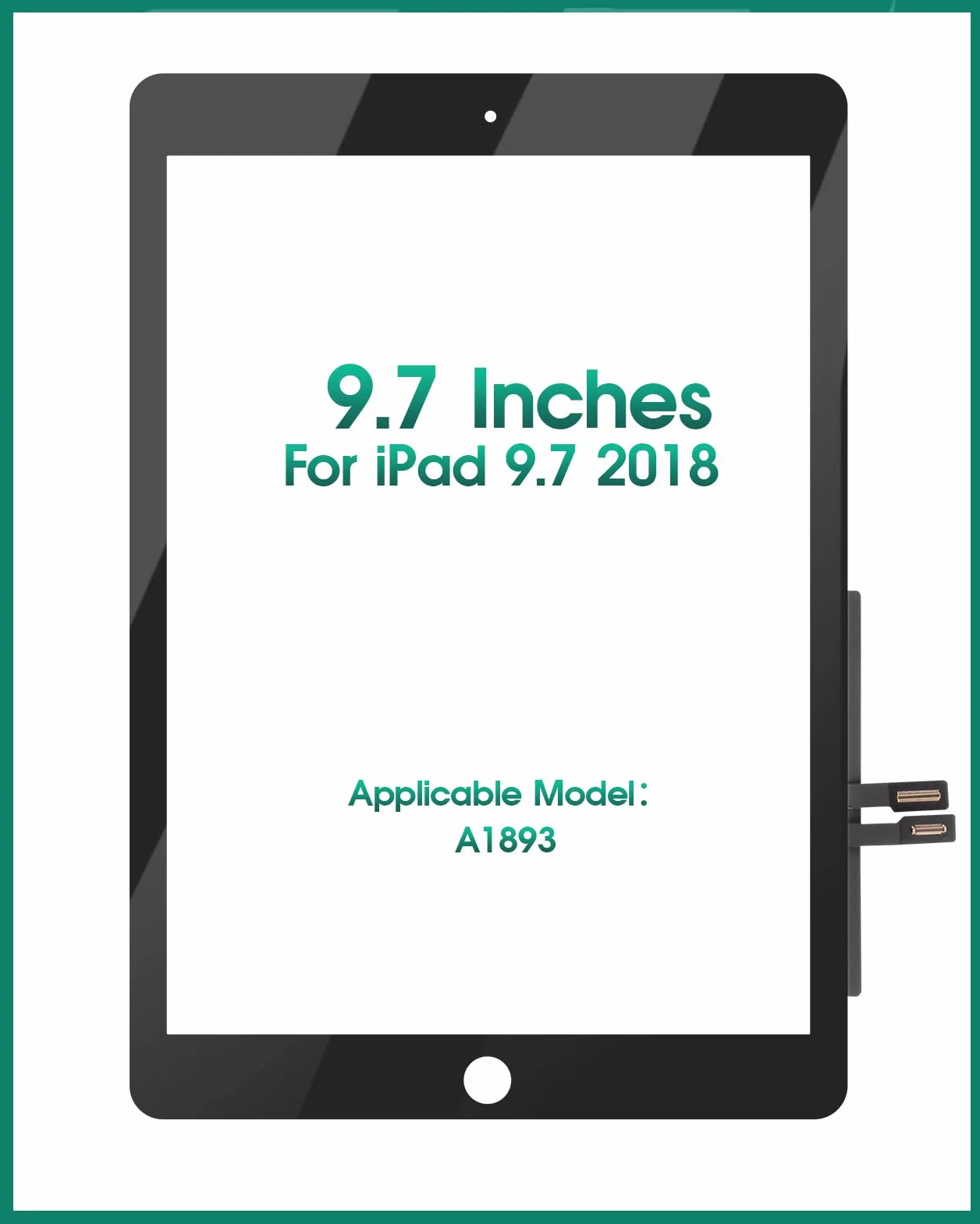 Écran Tactile De Remplacement Pour iPad 9.7 2018 6ème Génération A1893 A1954 Kit de Montage avec Verre Trempé Noir