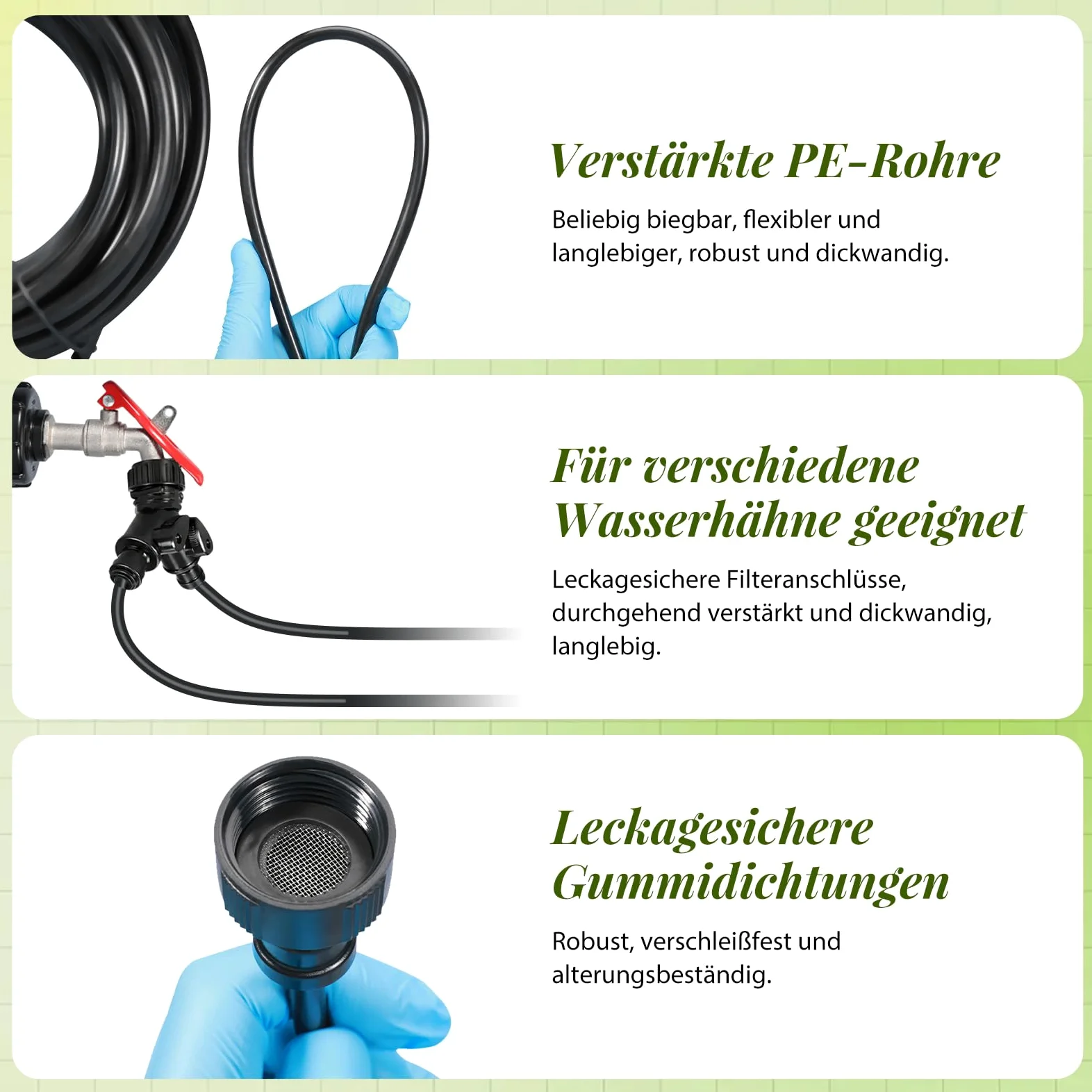ACESOME Système d'arrosage de jardin, kit d'arrosage automatique de 20 m, tuyaux d'irrigation, irrigation goutte à goutte, micro goutte pour plantes en pot, plate-bande surélevée, terrasse, serre