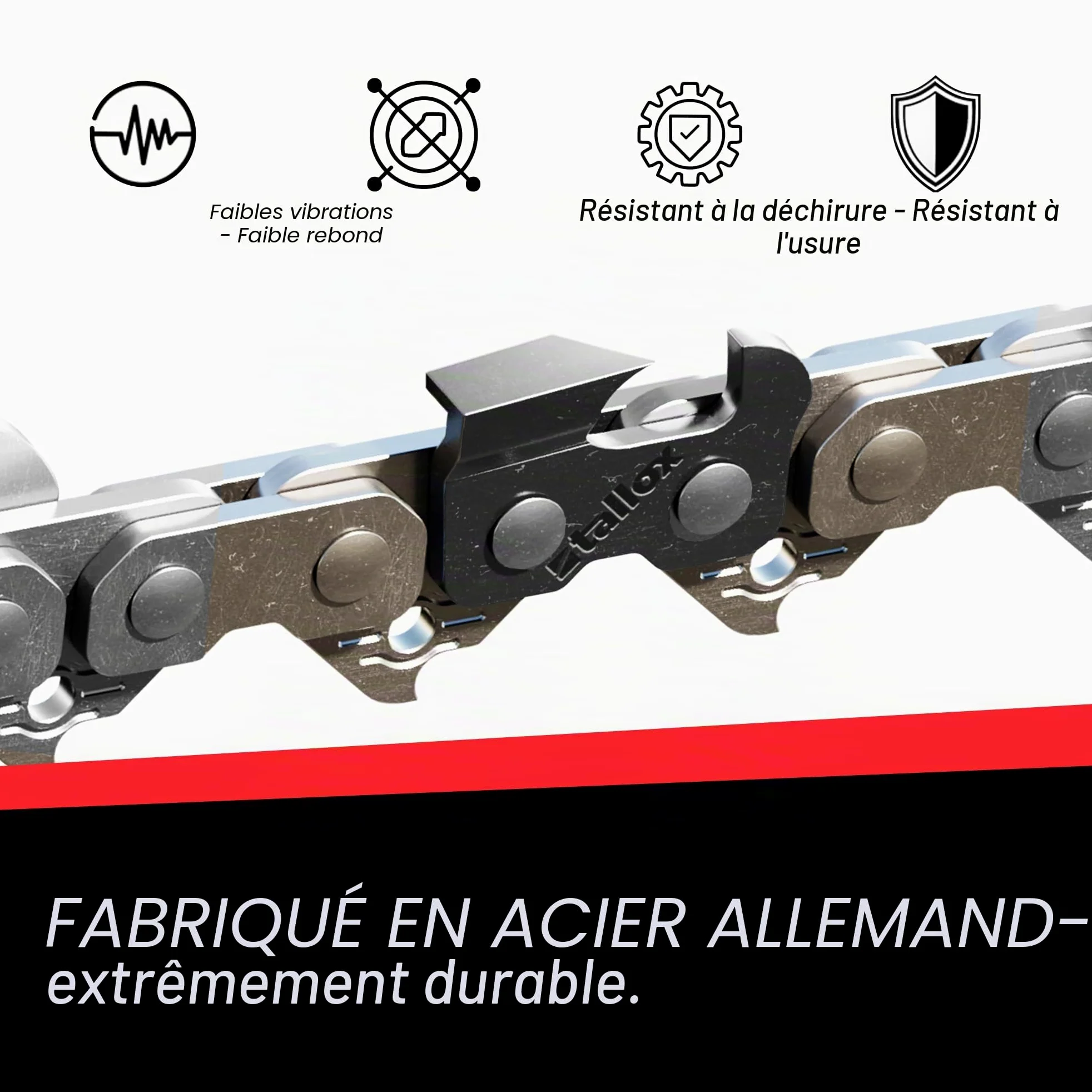 Tallox Épée et 3 chaînes de tronçonneuse 6,35 mm 1,1 mm 72 maillons d’entraînement Version 2024 à faible dos compatible avec Stihl MSA 200, 220 35 cm