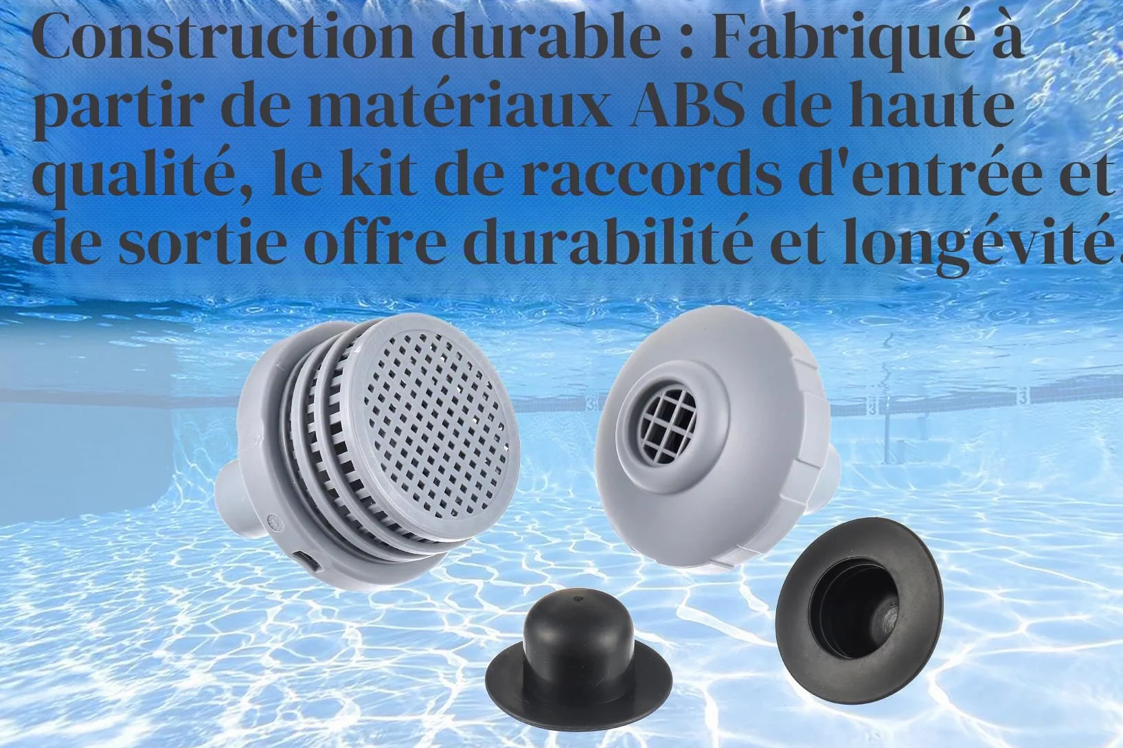 Kit de Raccordement pour Piscine Ø 32 mm – Crépines, Filtre de Sortie et Buse d'Entrée Hors Sol