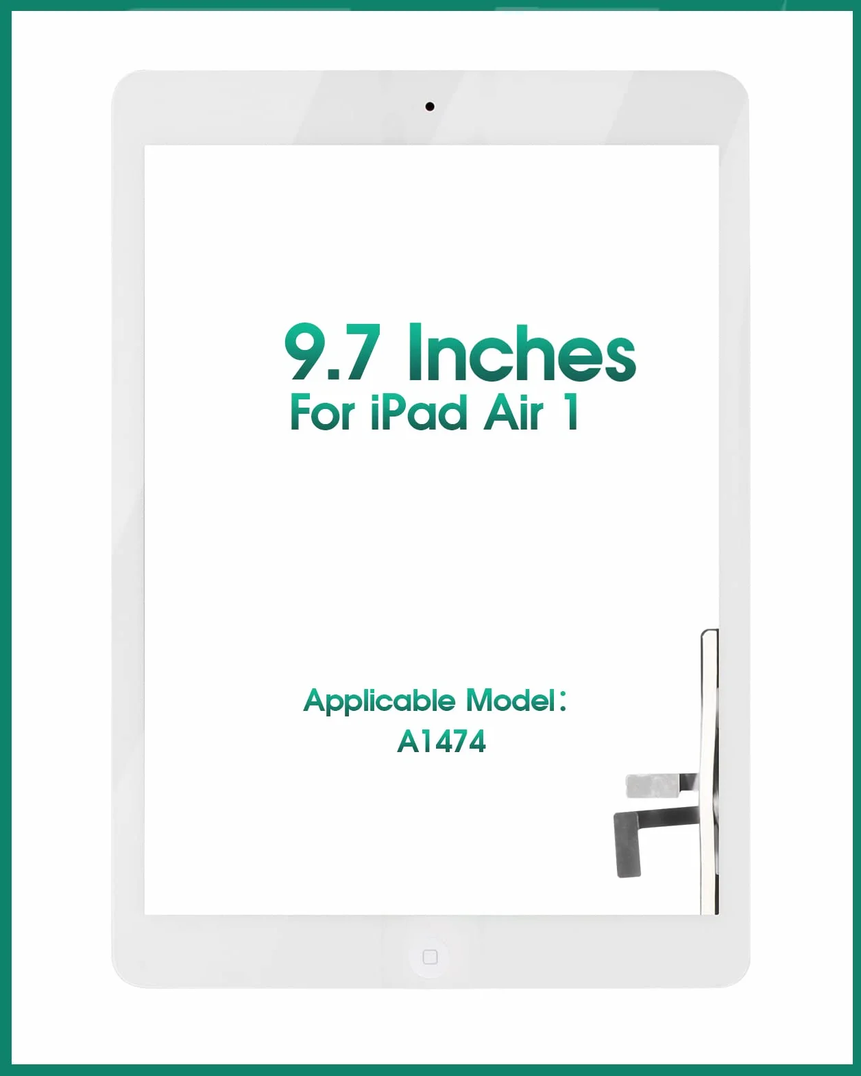 Écran tactile numériseur de rechange pour iPad Air 1 1ère génération A1474 A1475 A1476 verre trempé blanc