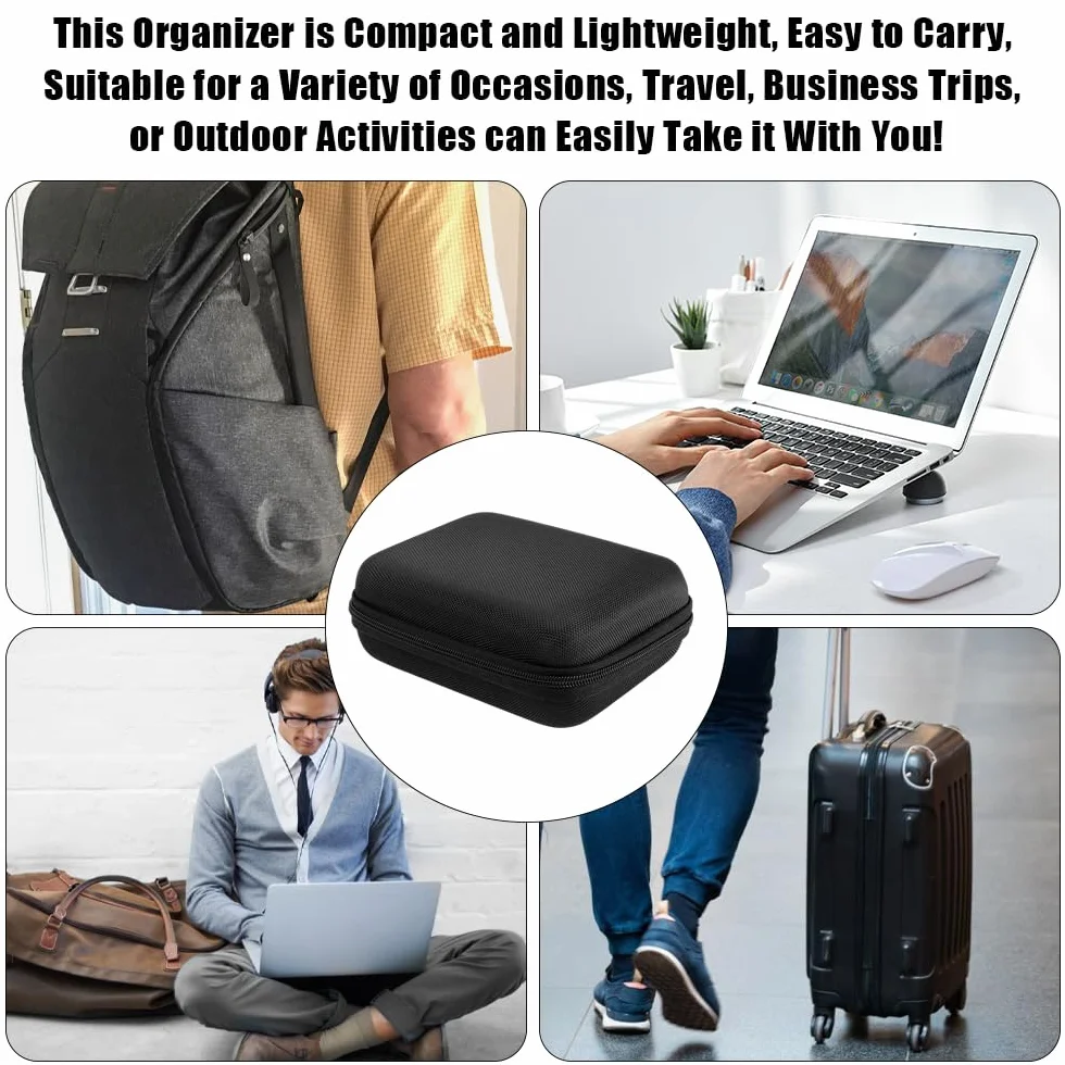 Rigid Tech Pouch Étui Rigide Imperméable pour Câble USB Chargeur 16x12x6 cm Noir