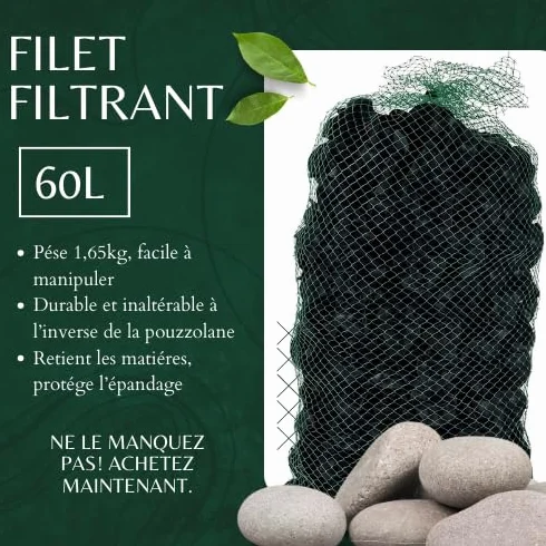Filet Filtrant PROFESSIONNEL Lavable Pour Fosse Septique - Remplace La Pouzzolane - Balles De Polypropylène - Filtre Compact - 60 L - Durée De Vie Illimitée