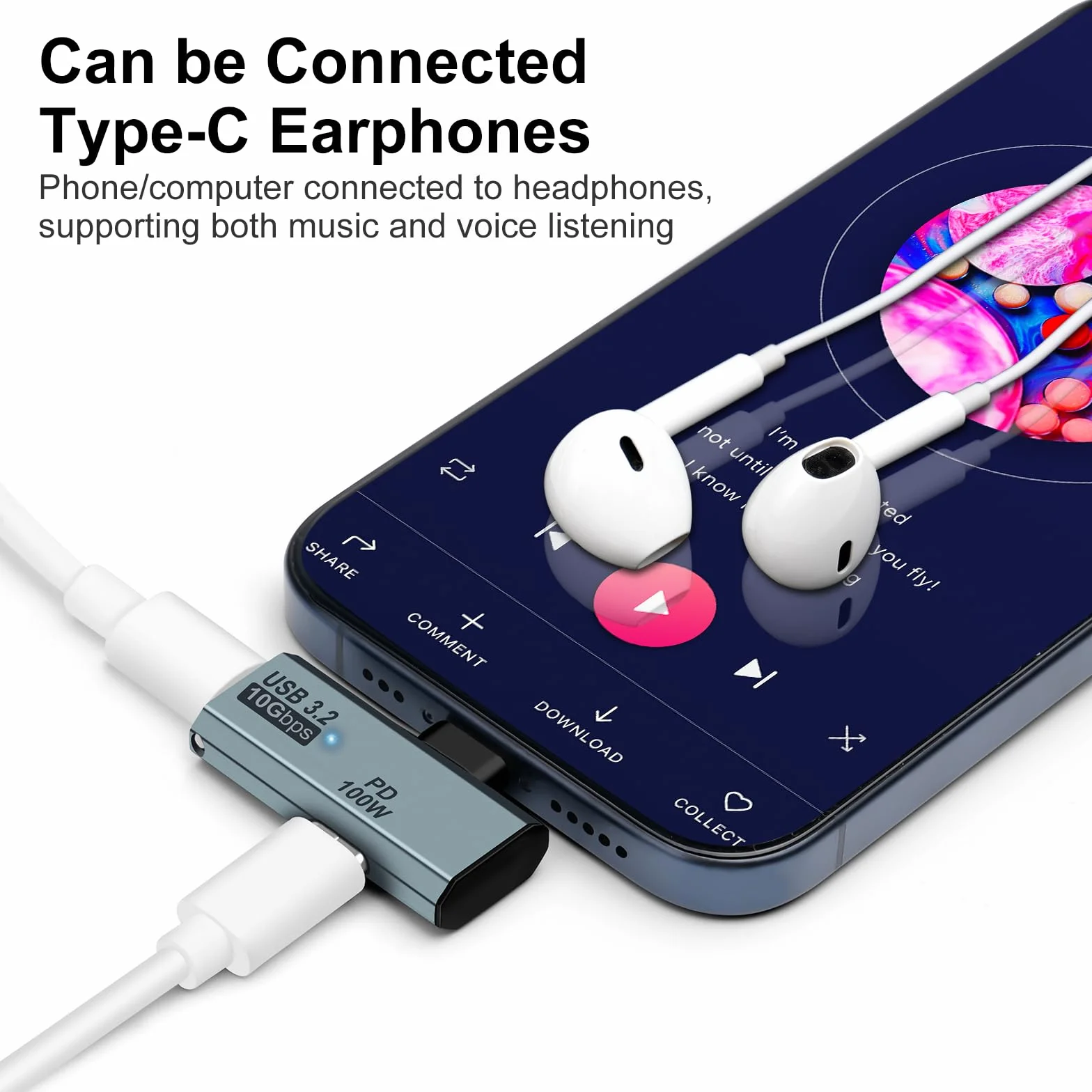 Adaptateur USB C OTG 100W PD Type C Double pour iPhone 15 Pro Max Chromecast MacBook Samsung Galaxy S22 S23 Gris