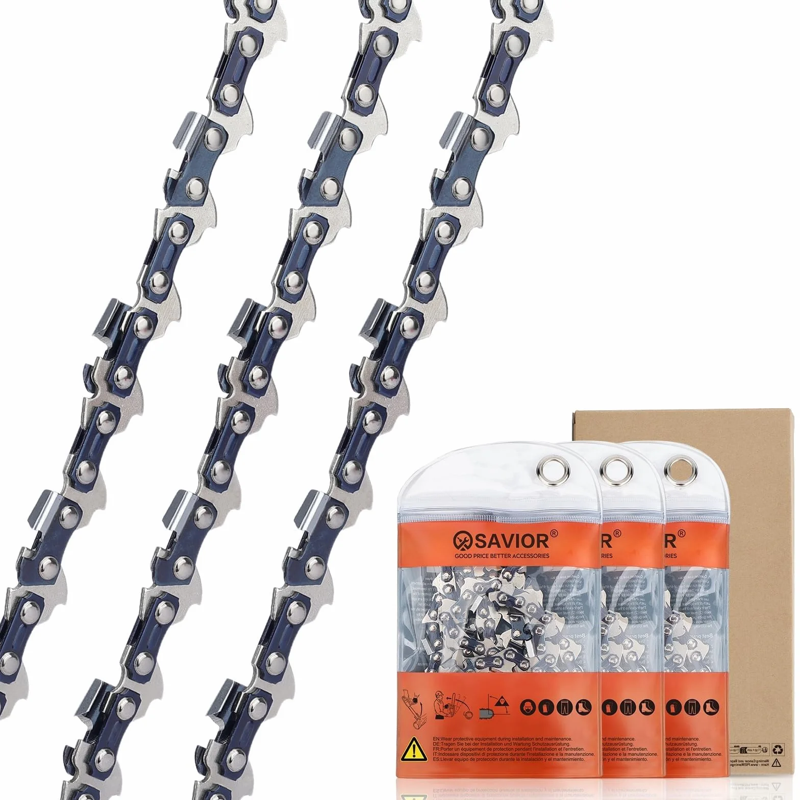 Savior Chaîne de tronçonneuse 14" 50 maillons .127 cm 1 cm LP pour Stihl MS180 MS181 | Lot de 3 chaînes à faible rebond 018, 36360000050