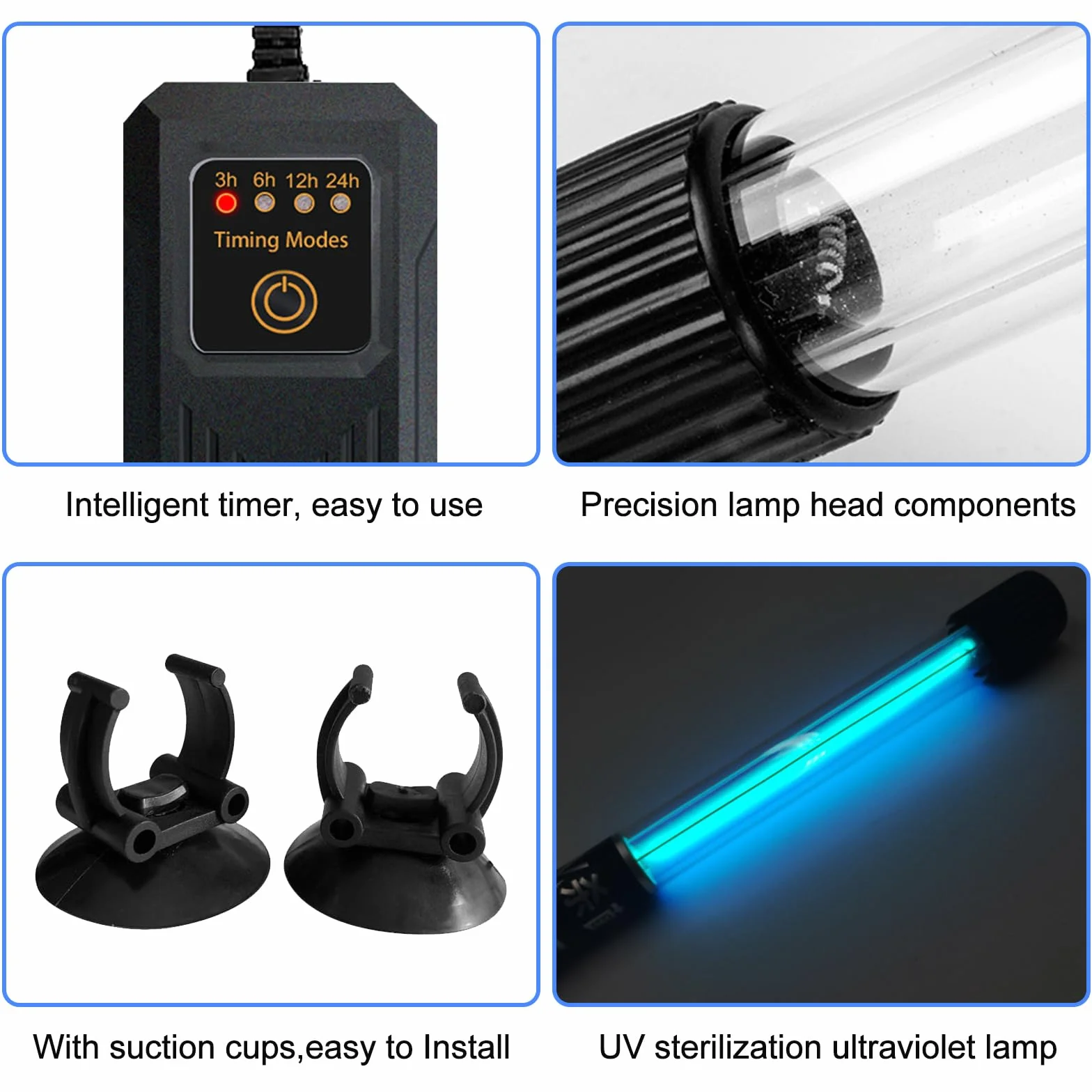 Lampe stérilisateur UV aquarium 13W avec minuteur étanche