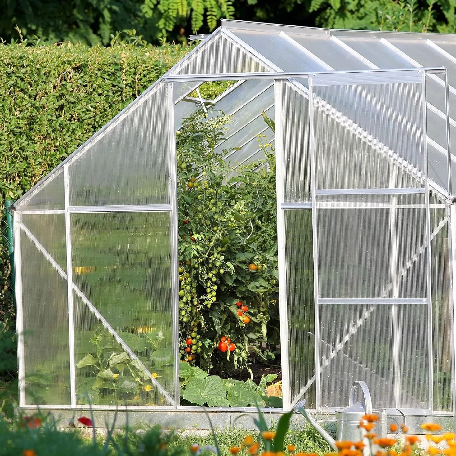 Plaques alvéolaires PVC translucide pour serre jardin véranda résistant UV étanche kit 14 plaques connecteurs 60,5 x 121 cm épaisseur 4 mm
