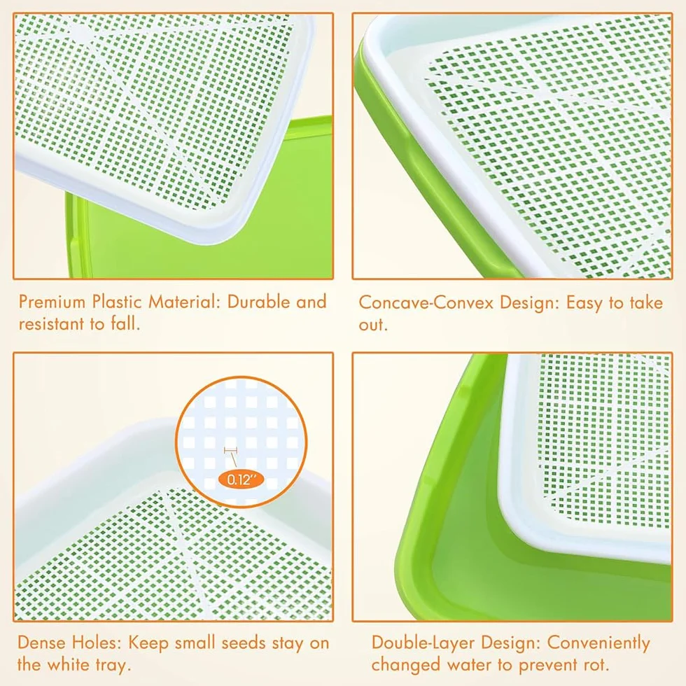 Germoir pour Graines à Germer Lot de 4 Plateau Semis 32 x 24 cm Kit Germination sans BPA