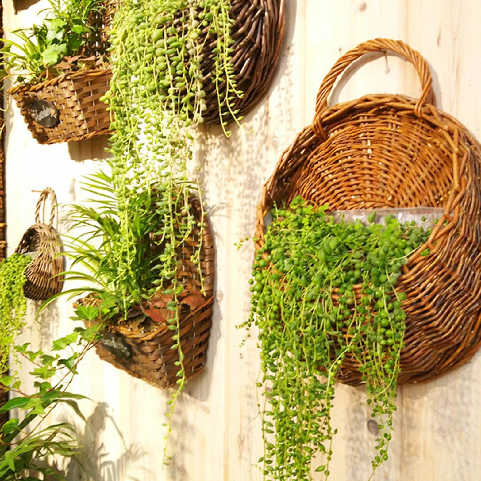 Pots de Fleurs à Suspendre En Rotin, Panier Porte-Fleurs Suspendu Tissé à La Main pour Plantes Intérieure ou Extérieure