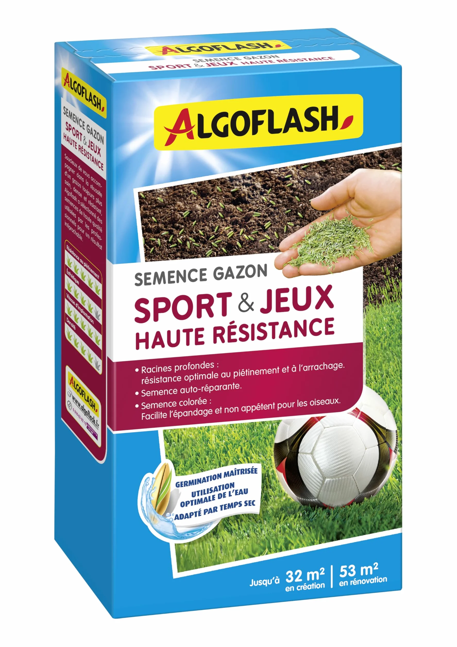 Algoflash Semence Gazon Sport & Jeux Haute Résistance 800 g