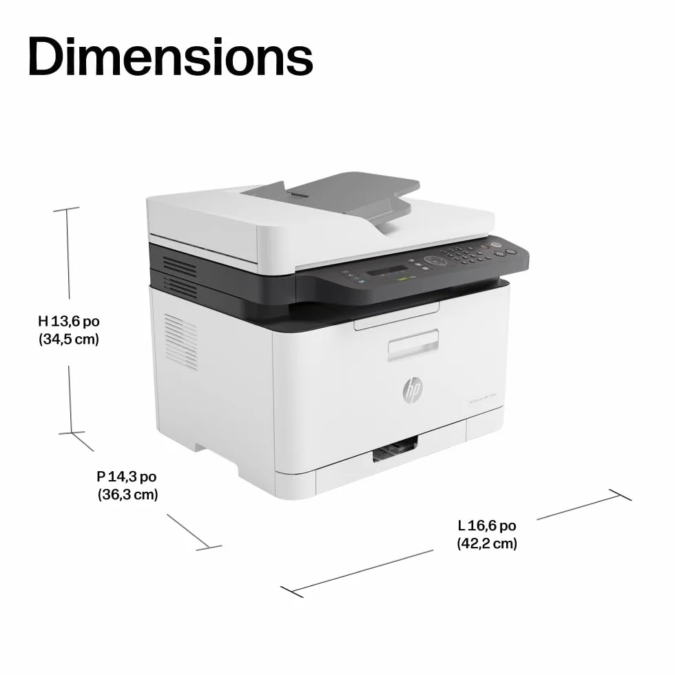 HP Color Laser MFP 179fnw Imprimante multifonction couleur A4 Wi-Fi Ethernet USB 2.0 18 ppm noir et blanc 4 ppm couleur blanche