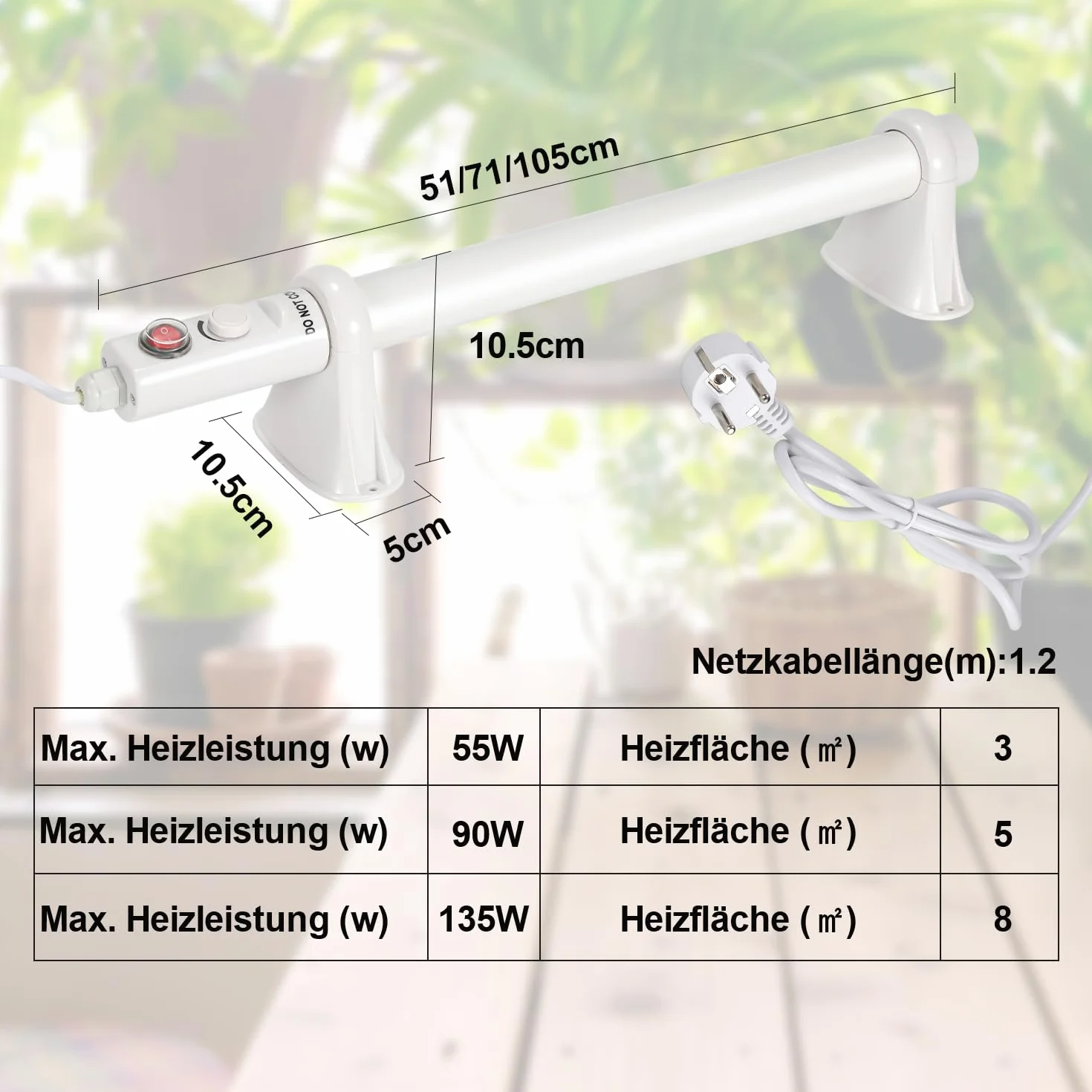 Eulenke Chauffe Serre Électrique 55 W Thermostat Surveillance Gel IP44 Zone Chauffage 3 m²