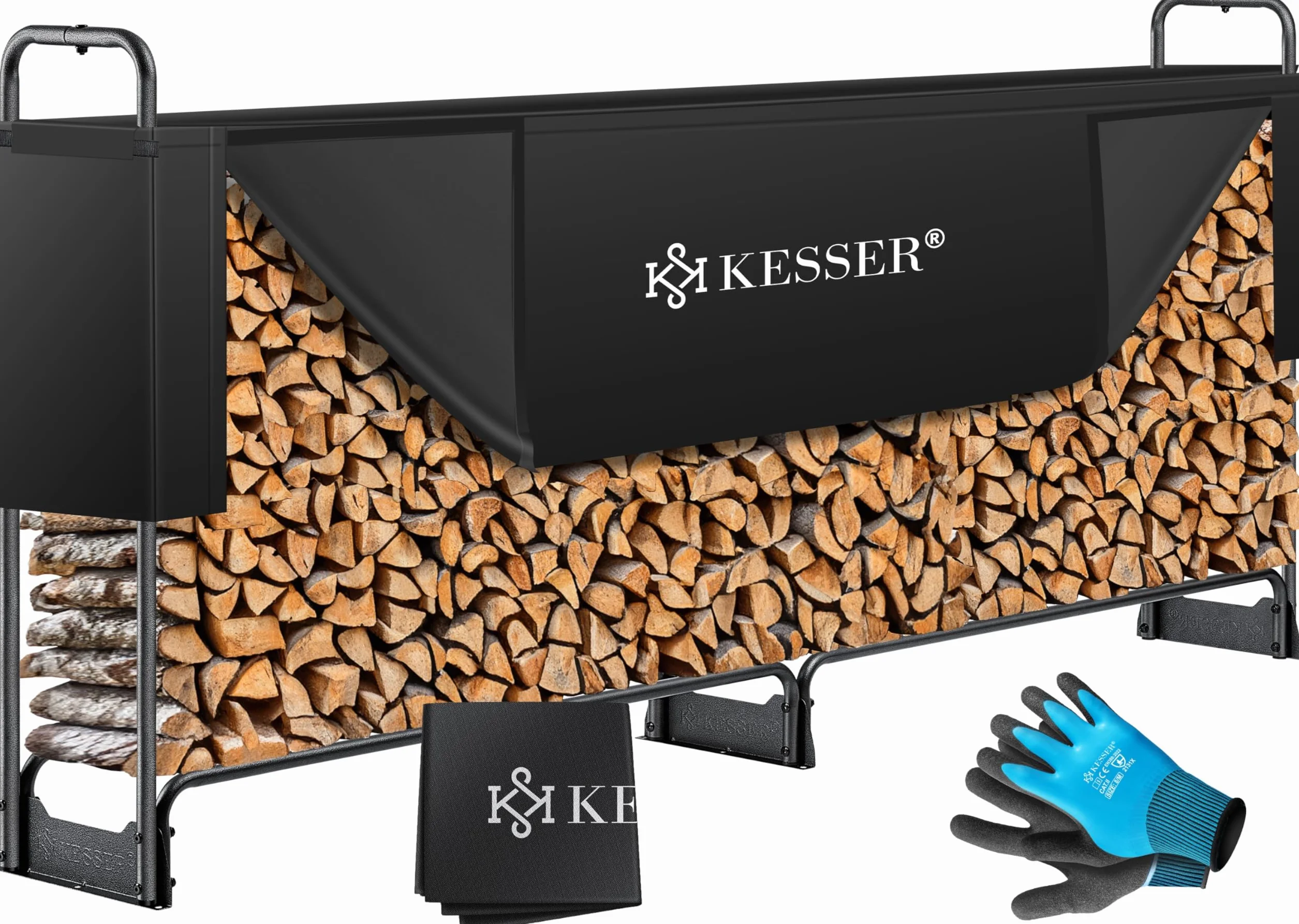 KESSER Étagère à Bois de Cheminée en Métal Extérieure 300kg 260x36x117cm