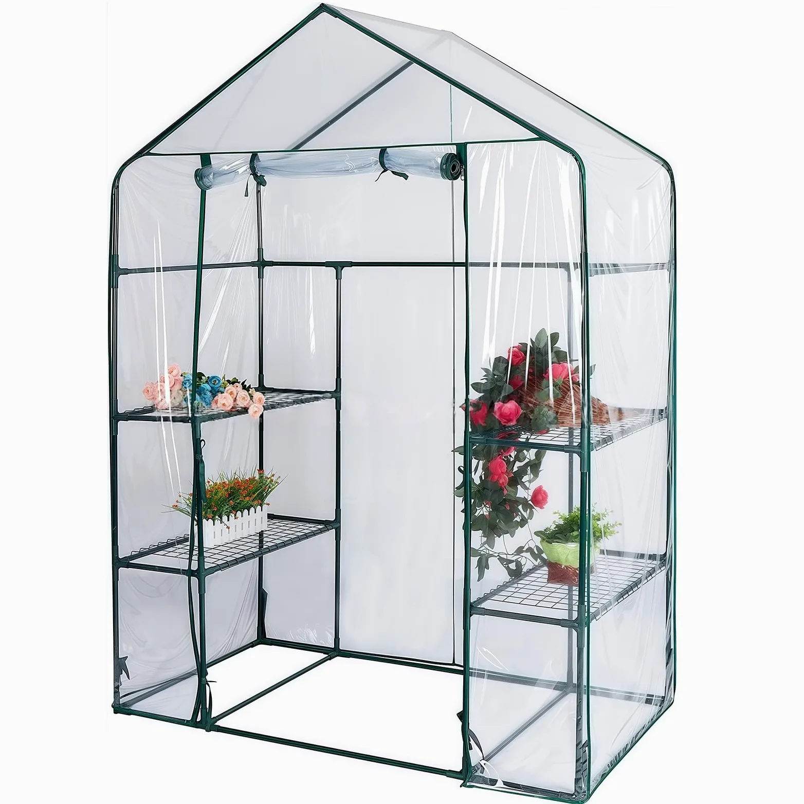 Serre D'extérieur, Petite Serre Botanique avec Portes, Bâche en PE Résistante, Parois Portables en Plastique pour D'intérieur et D'extérieur