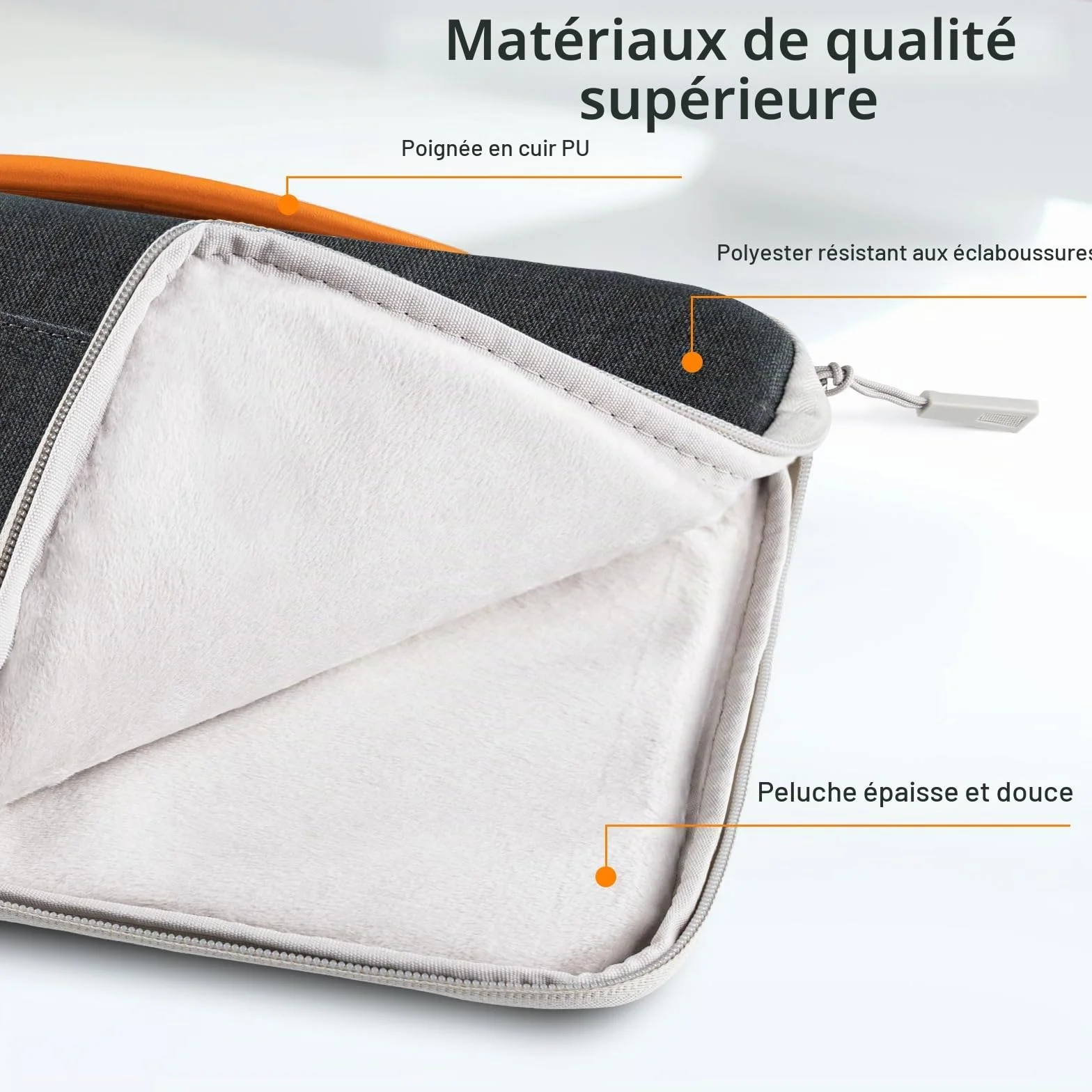 JETech Housse Ordinateur Portable MacBook Neo A18 Pro 13-14 Pouces MacBook Air Pro M1-M5 2020-2026 Étanche Pochette Sacoche Poignée Gris foncé