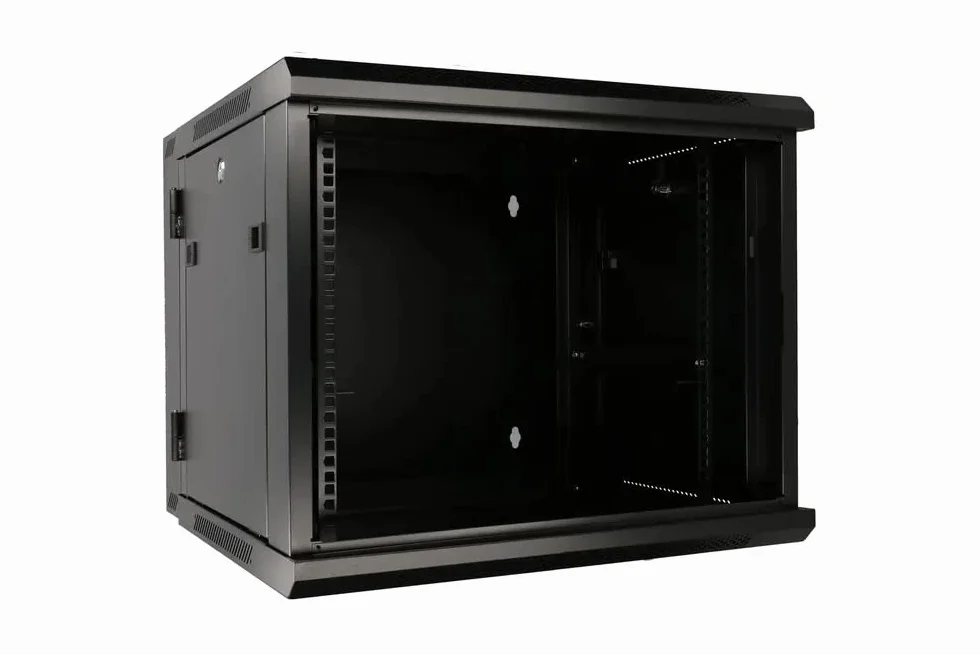 Extralink Baie de Brassage 19 Pouces 12U Armoire réseau 600mm Profondeur Porte Verre trempé Noir