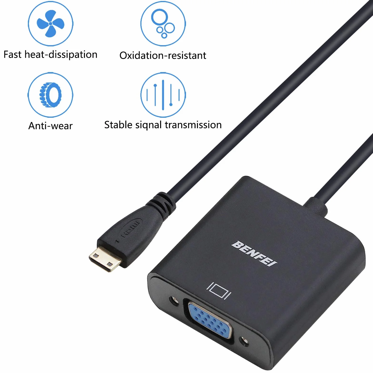 BENFEI Adaptateur Mini HDMI vers VGA plaqué Or mâle à Femelle pour Ultrabooks
