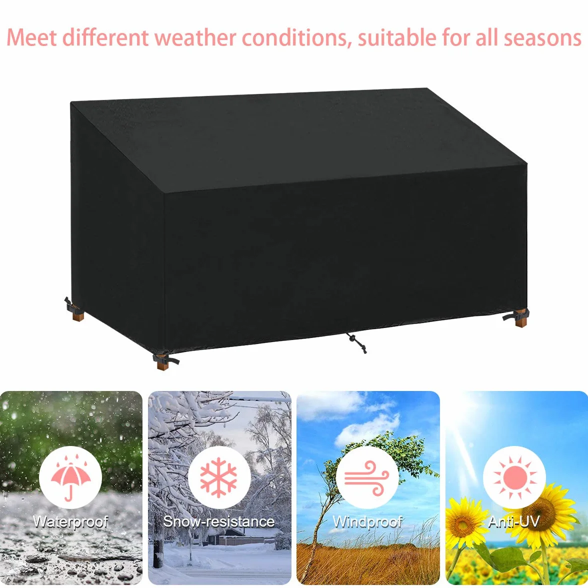 Housse Banc de Jardin 4 Places Imperméable Anti-UV 185x69x65/96cm