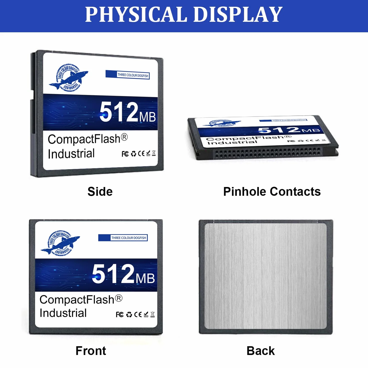 Dogfish Carte Mémoire CF Type I Haute Performance 512 Mo Compact Flash FAT16