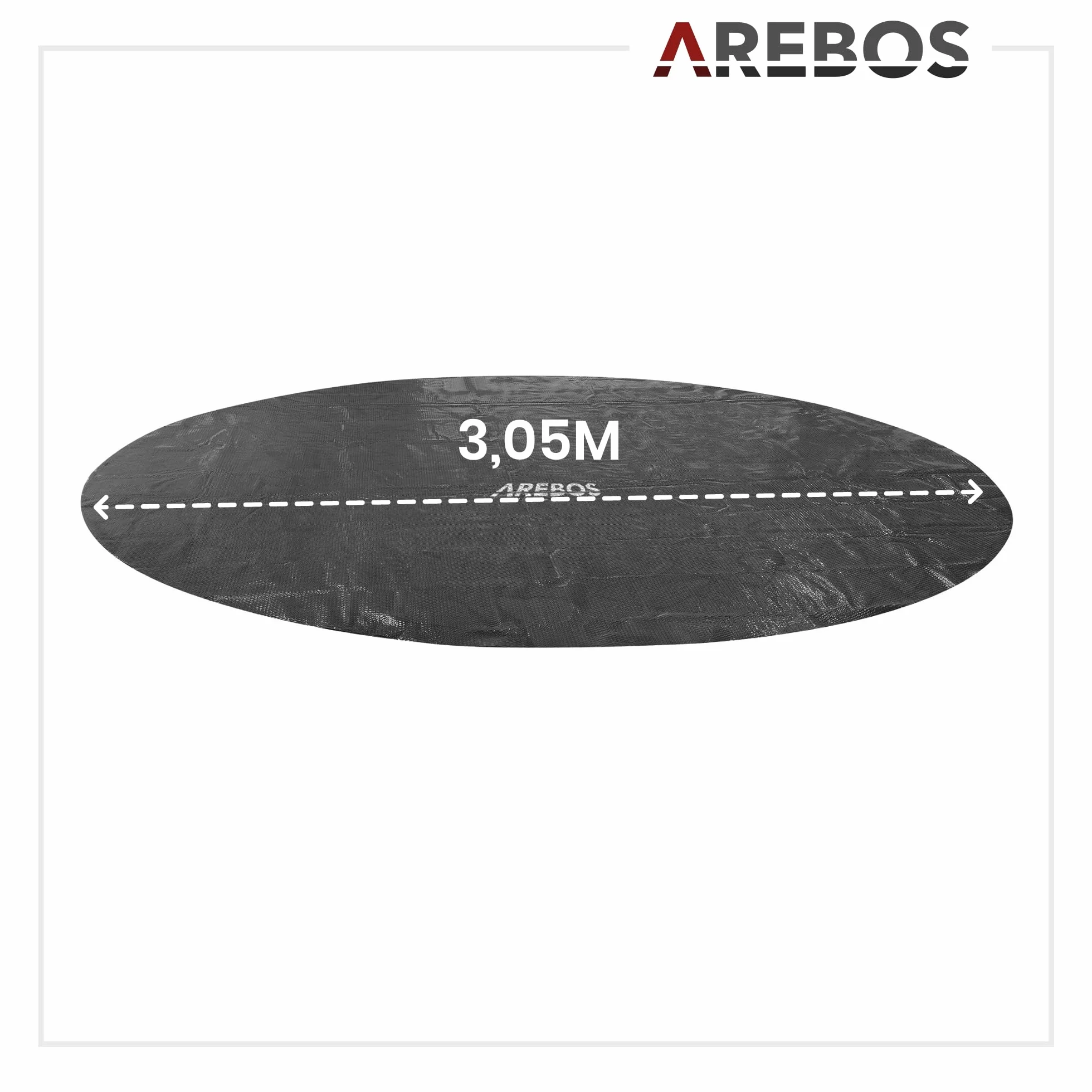 Bâche Solaire de Piscine Ronde Arebos Ø 3,05 m Noir 120 µm Chauffage