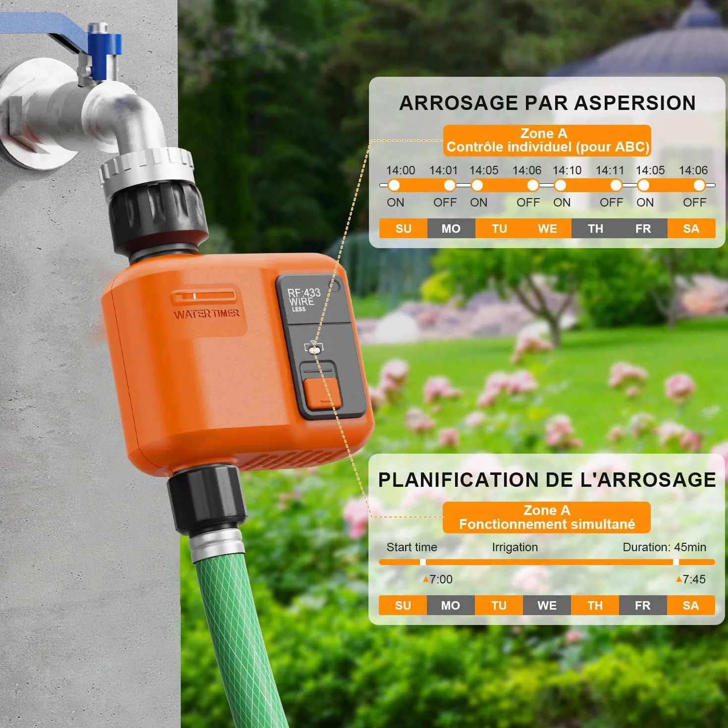 Programmateur Arrosage WiFi 300 Mètres RF Minuteur Automatique Alexa App Retard Pluie Irrigation