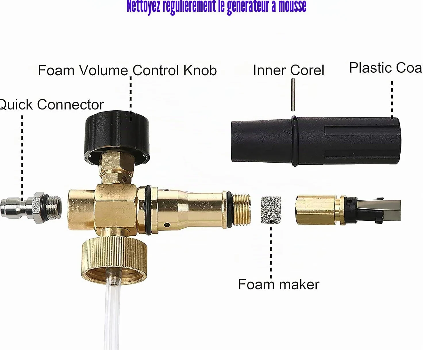 Tool Daily Pistolet Court avec Canon à Mousse,Adaptateur pour Karcher K2-K7 | Lance à Mousse 1 L, Pistolet avec 5 Embouts de Buse, pour Lavage de Voiture, Connecteur M22 et Raccord Rapide 1/4", 280 bar