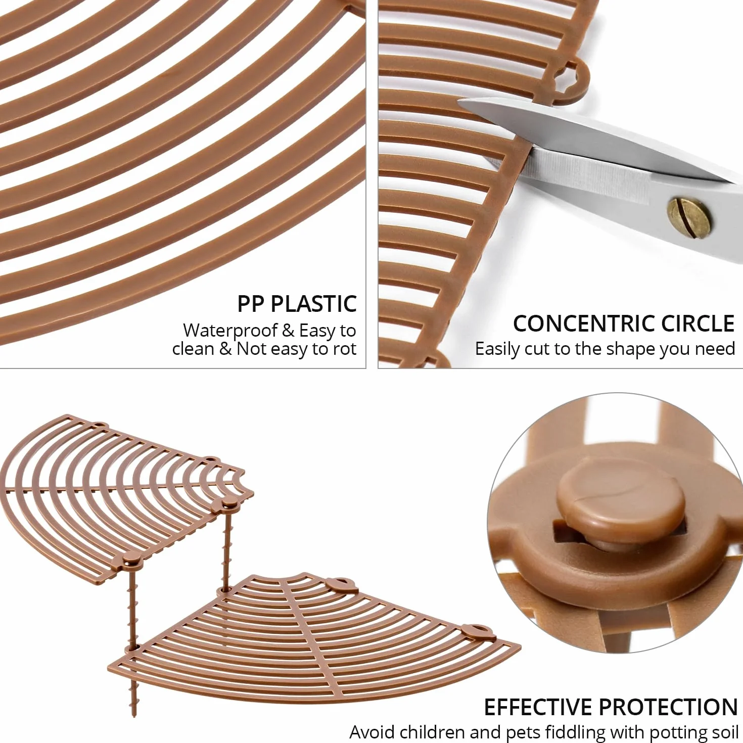 QWORK Lot de 4 Protections de Sol pour Pot Plante Ø 30 cm - Protection Chats Enfants